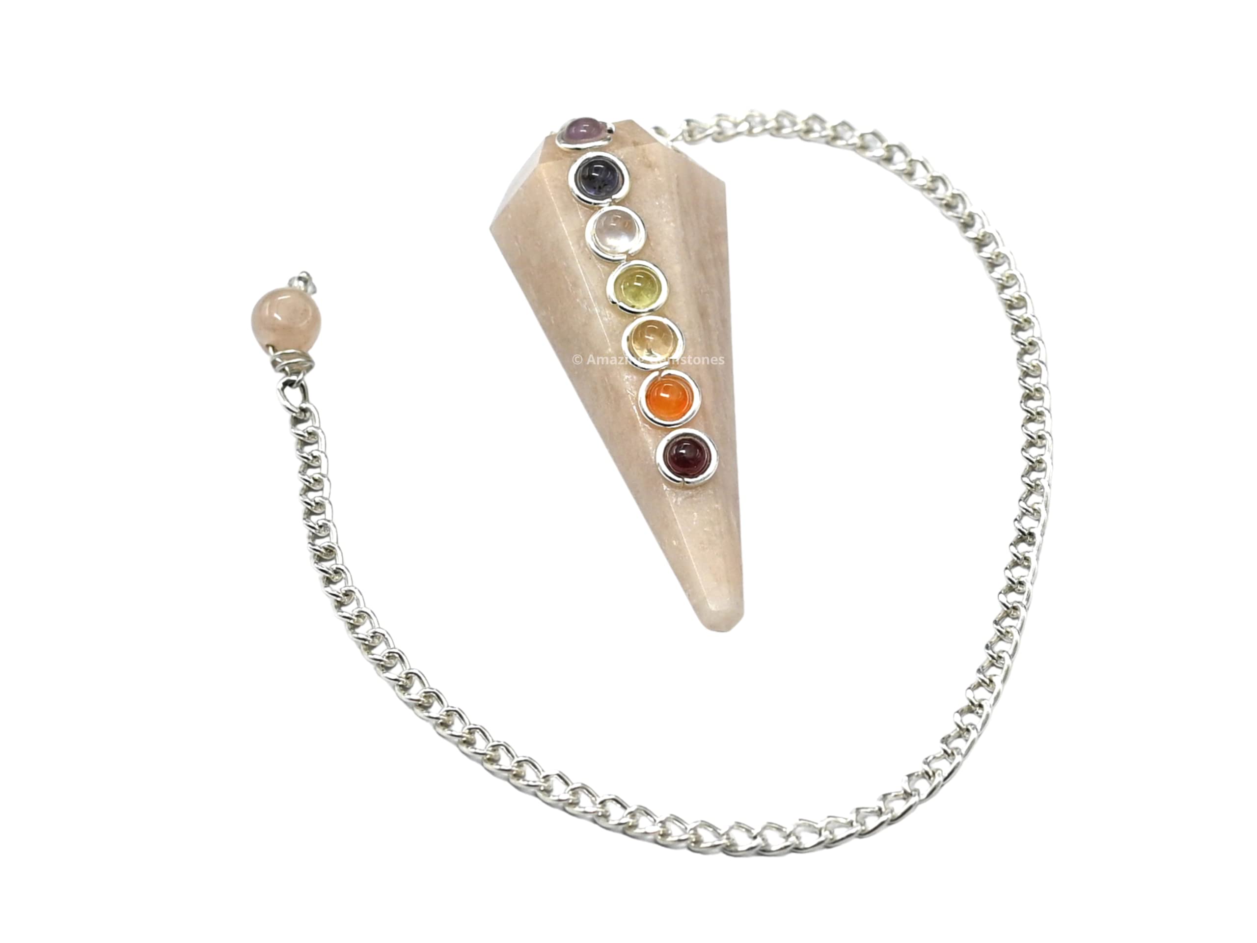 Péndulo Amazing Gemstone con cabujón chakra, diseño para meditaciones.