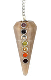 Péndulo Amazing Gemstone Luna crema facetado, ideal para divinación.