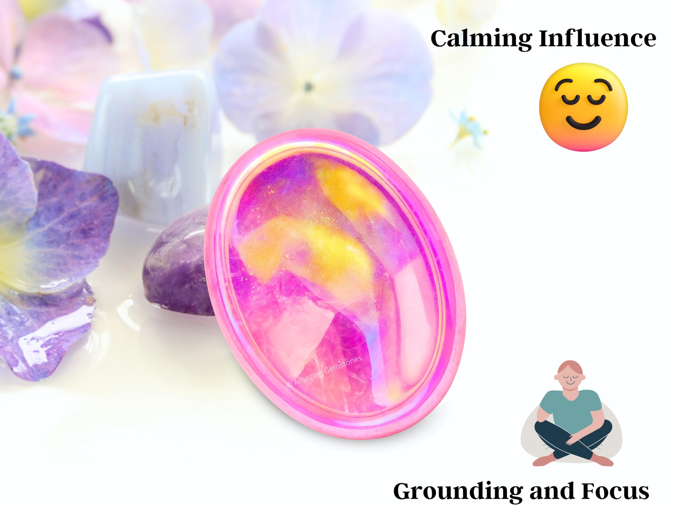 Amazing Gemstone: piedra antiestres Angel Aura Rose Quartz para alivio táctil.