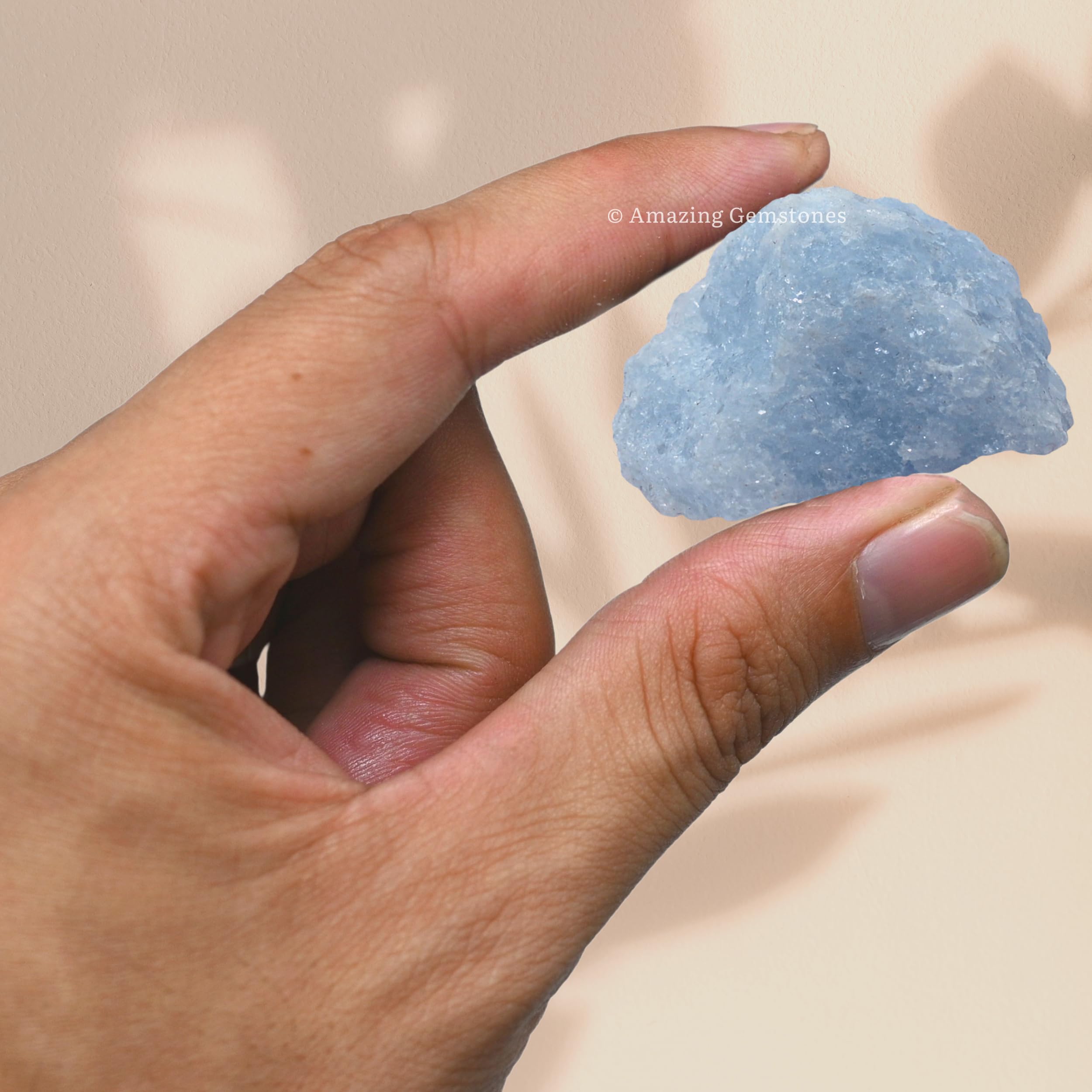 Amazing Gemstone Piedra Azul Calcita Regalo 01: regalo con certificado y bolsa de terciopelo.