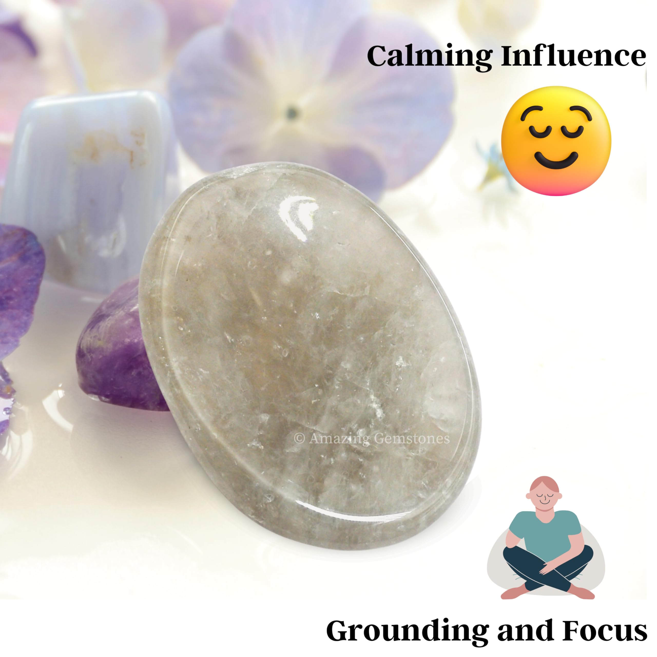 Amazing Gemstone Cuarzo Ahumado, en escena de meditación, favorece la concentración y la respiración consciente