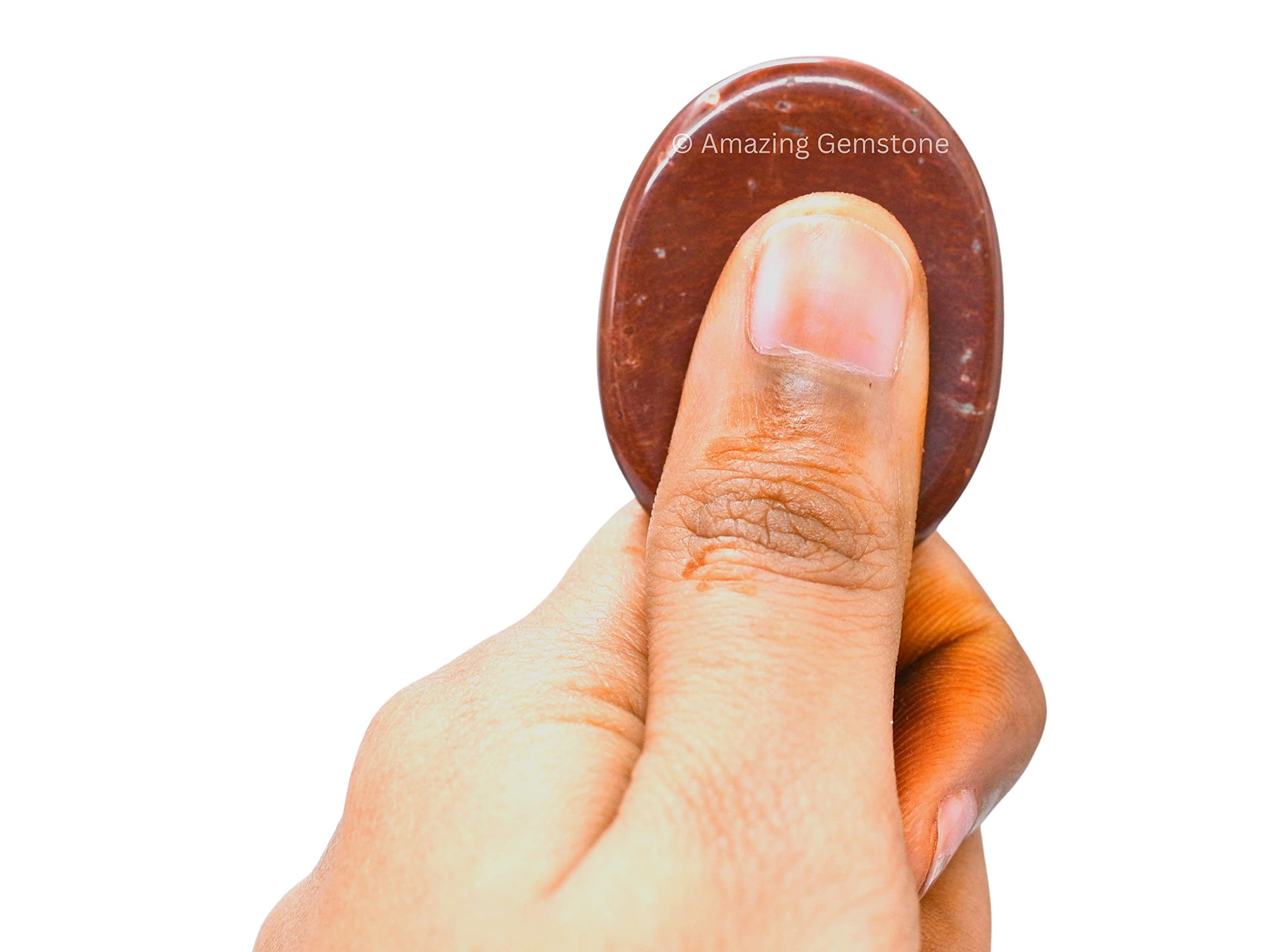 Amazing Gemstone: Piedra jaspe rojo en mesa de escritorio para calma breve.