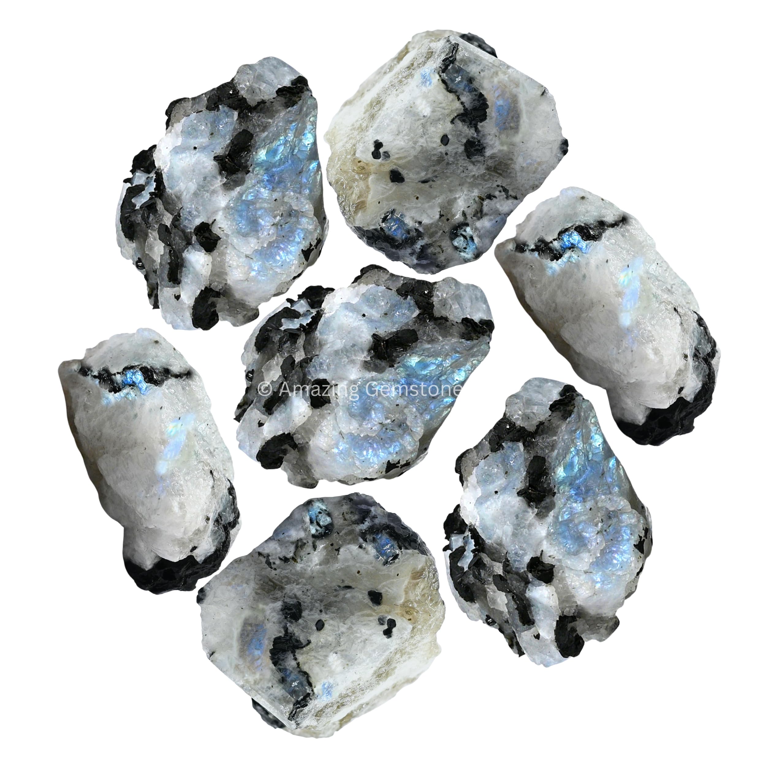 Amazing Gemstone piedra luna arcoíris crudo para rodaje y creatividad.