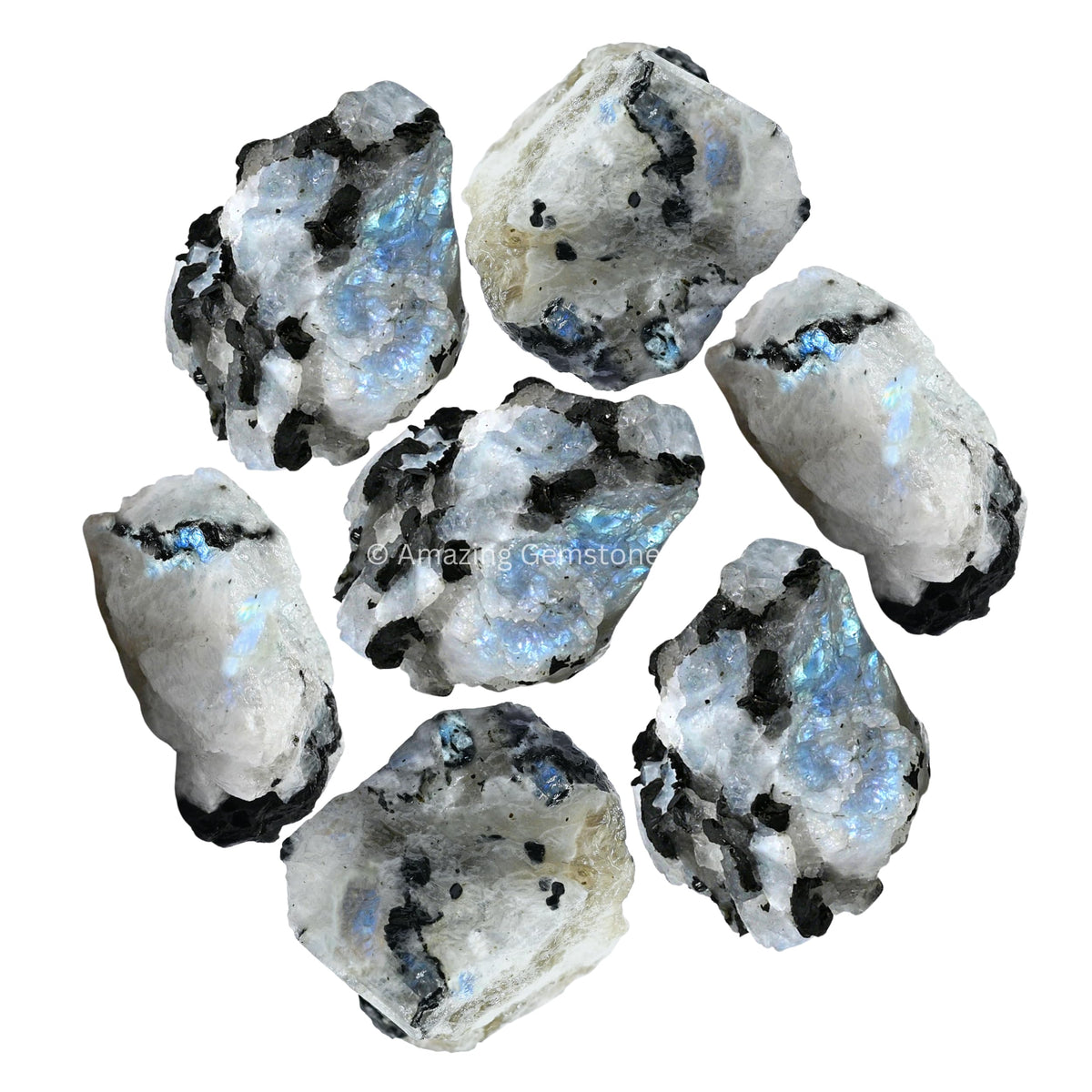 Amazing Gemstone piedra luna arcoíris crudo para rodaje y creatividad.