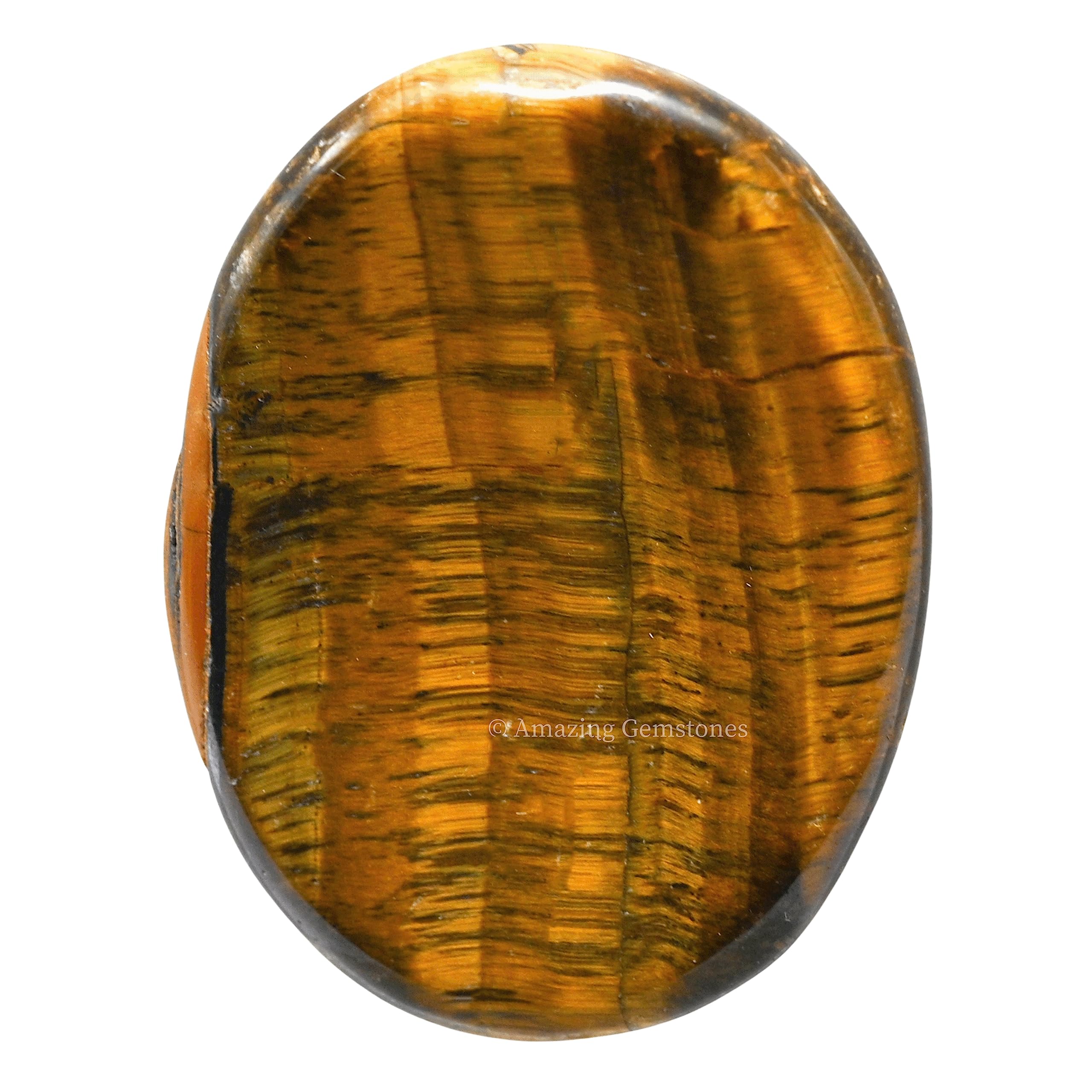 Amazing Gemstone Tiger Eye Worry Stone, en la mano para relajación y anclaje durante la sesión.