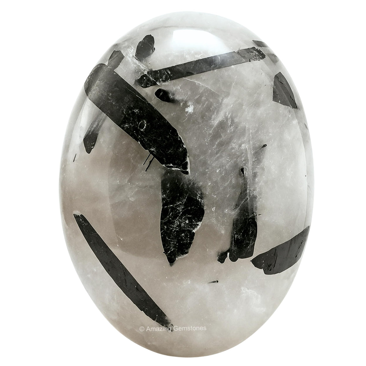 Amazing Gemstone piedra palma grande de cuarzo negro rutilado, ideal para meditación