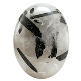Amazing Gemstone piedra palma grande de cuarzo negro rutilado, ideal para meditación