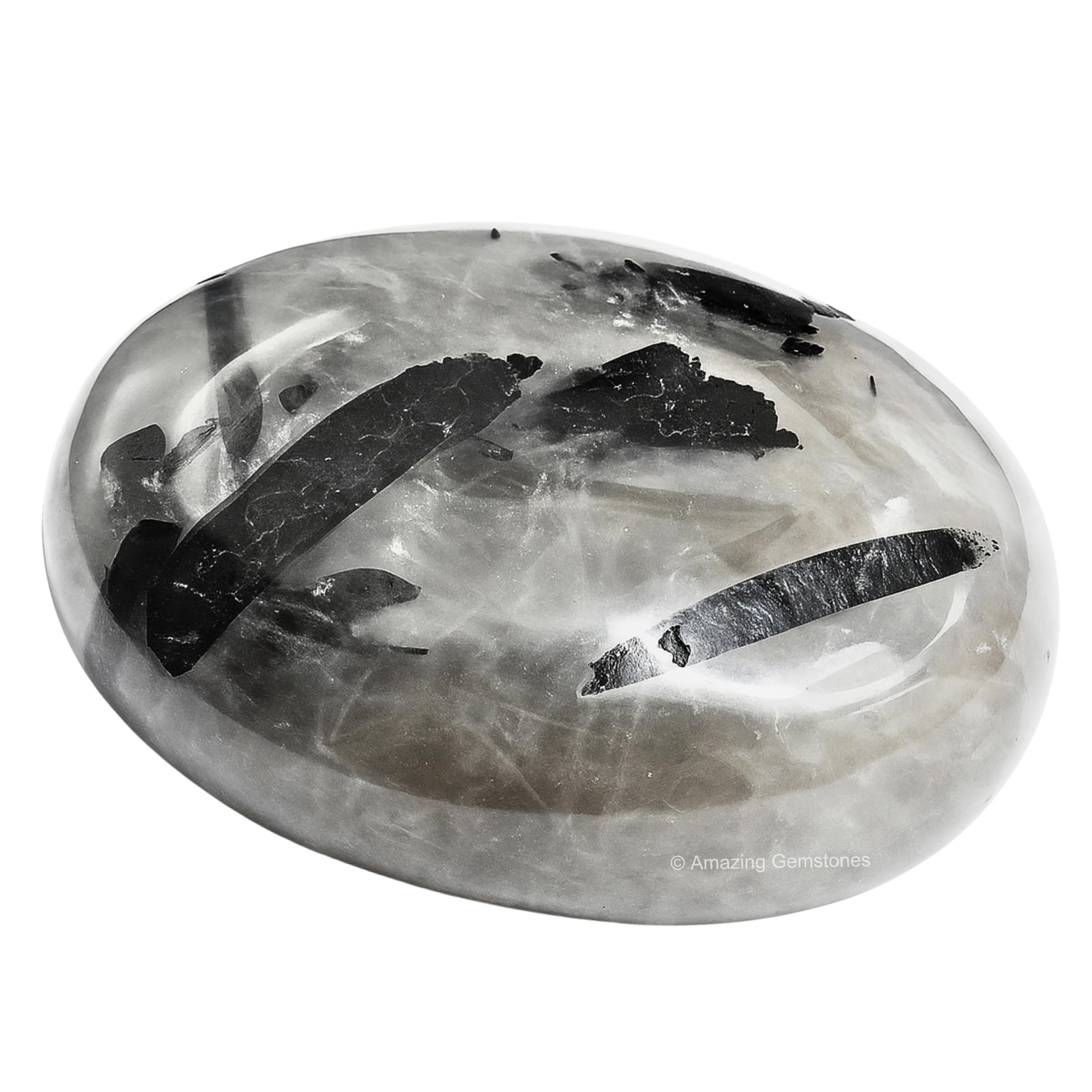 Amazing Gemstone piedra palma grande, cuarzo negro rutilado para equilibrio diario
