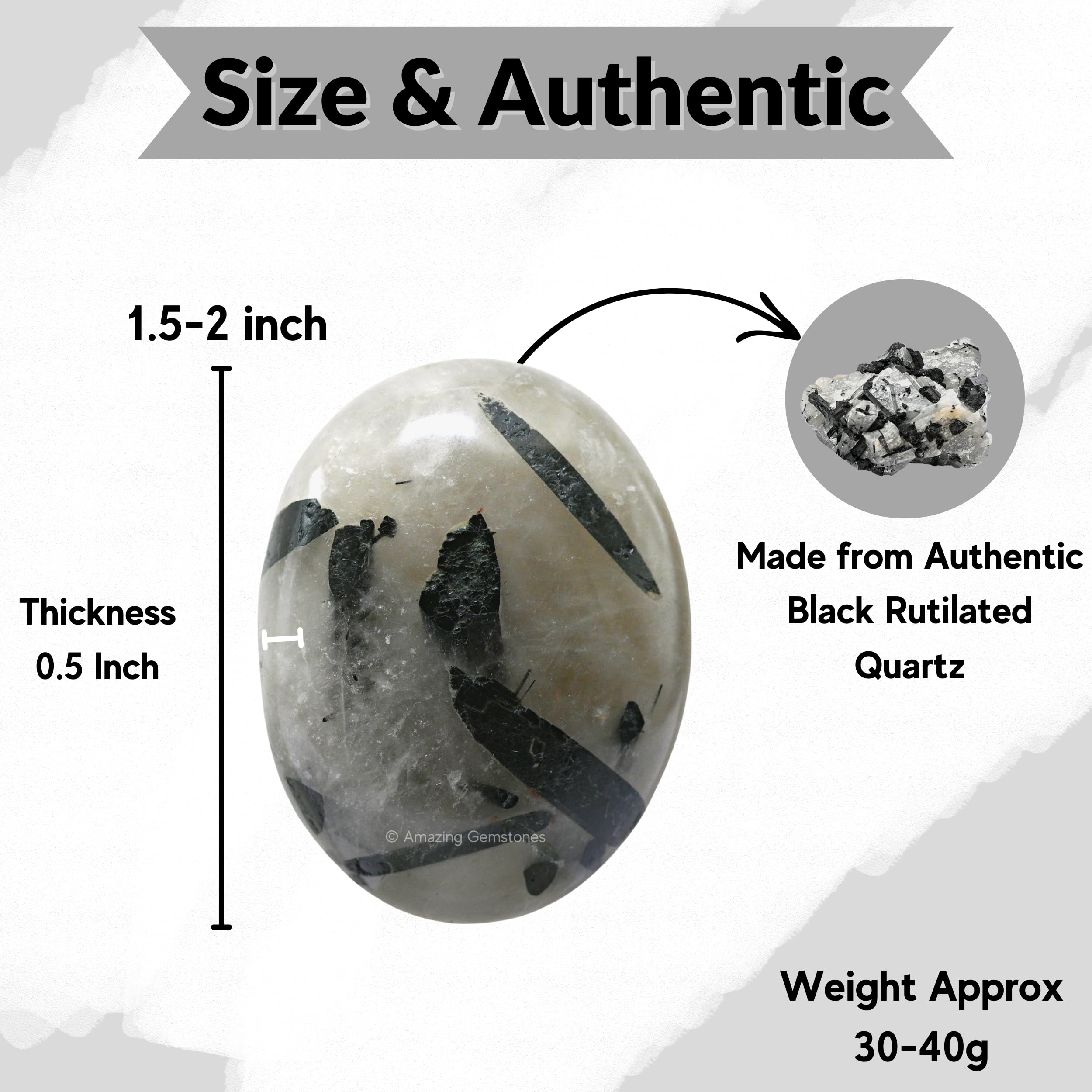 Amazing Gemstone piedra palma de cuarzo negro rutilado para prácticas de relajación