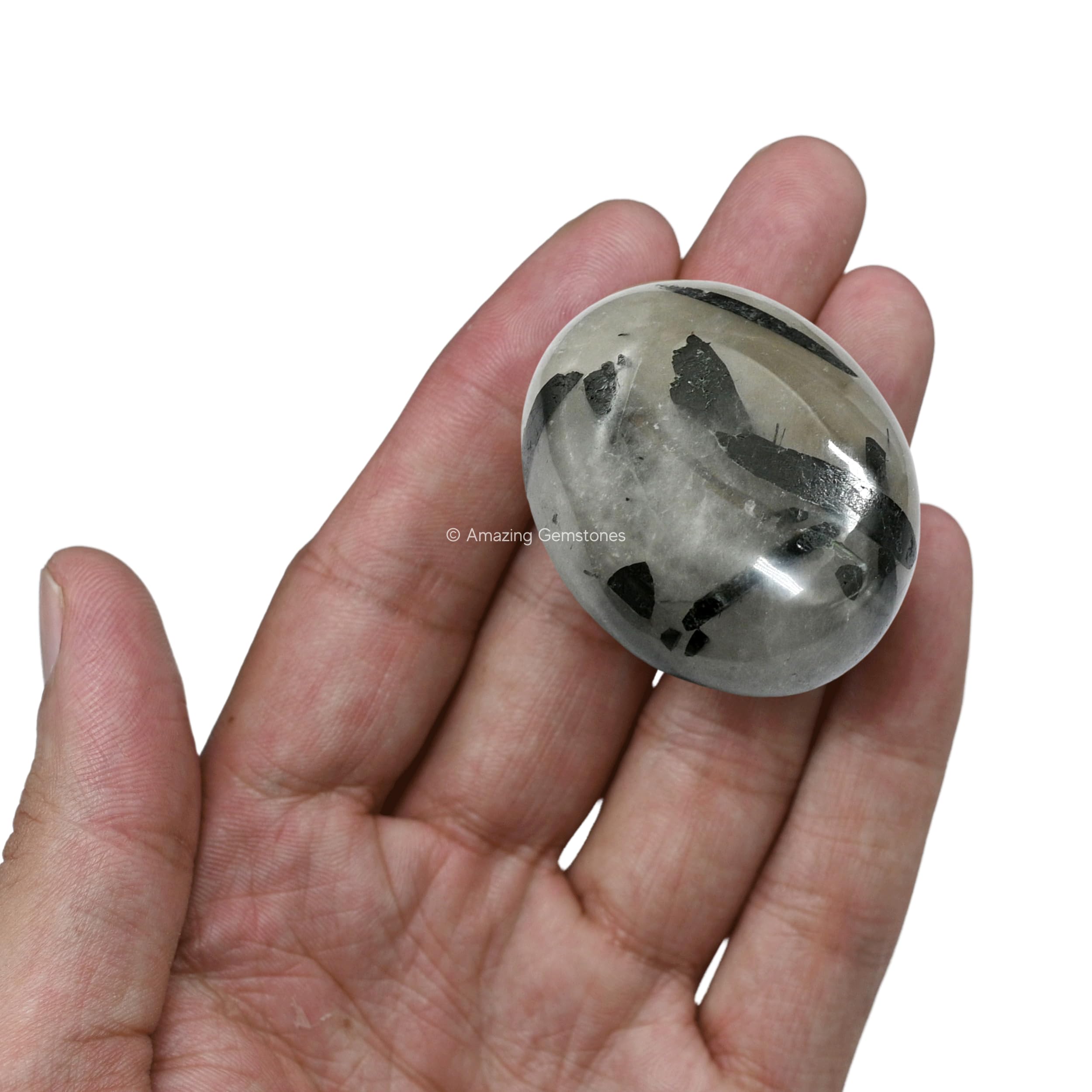 Amazing Gemstone cuarzo negro rutilado en piedra palma, regalo significativo