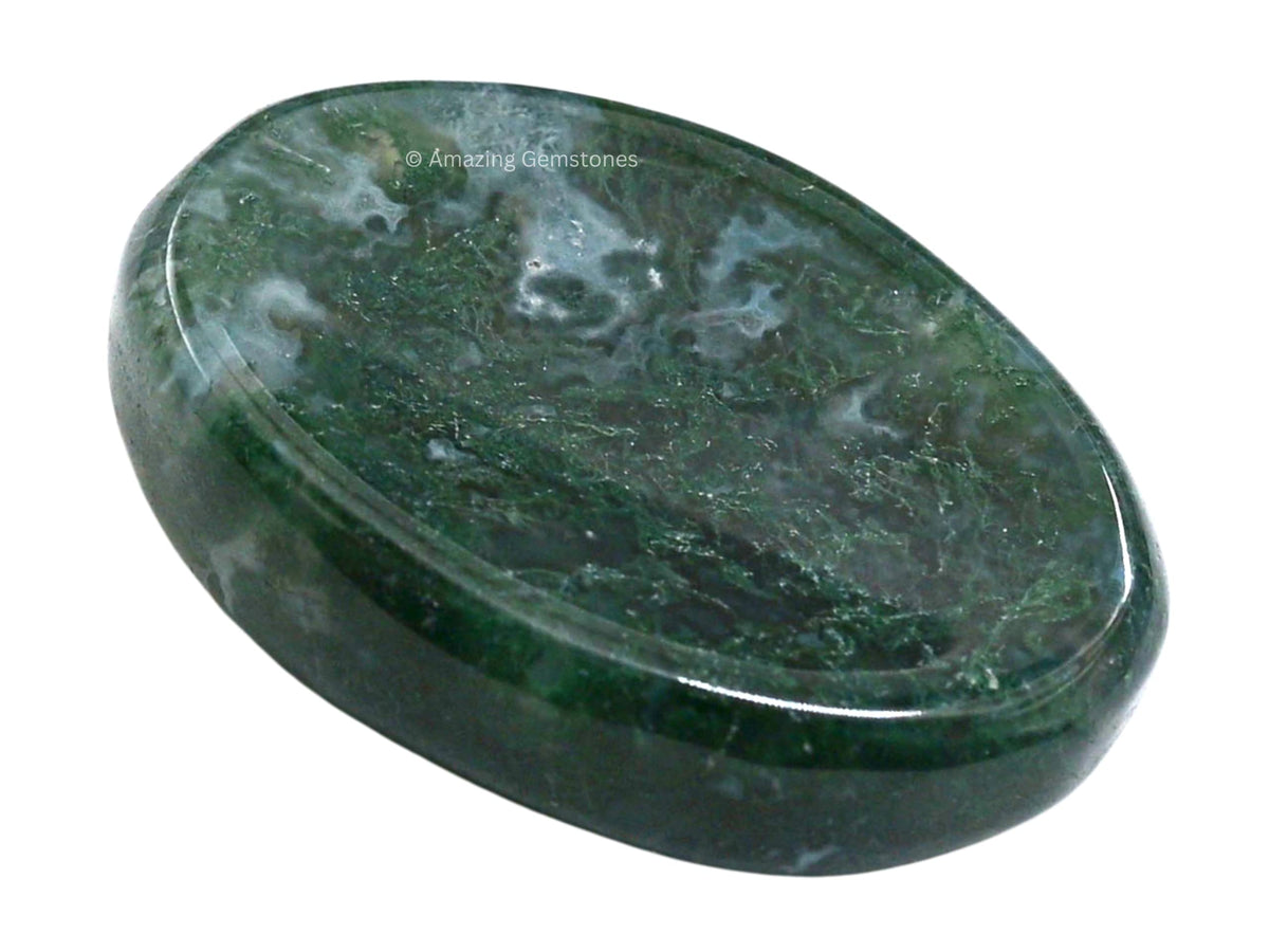 Piedra de preocupación Amazing Gemstone Moss Agate para relajación y enfoque diario.