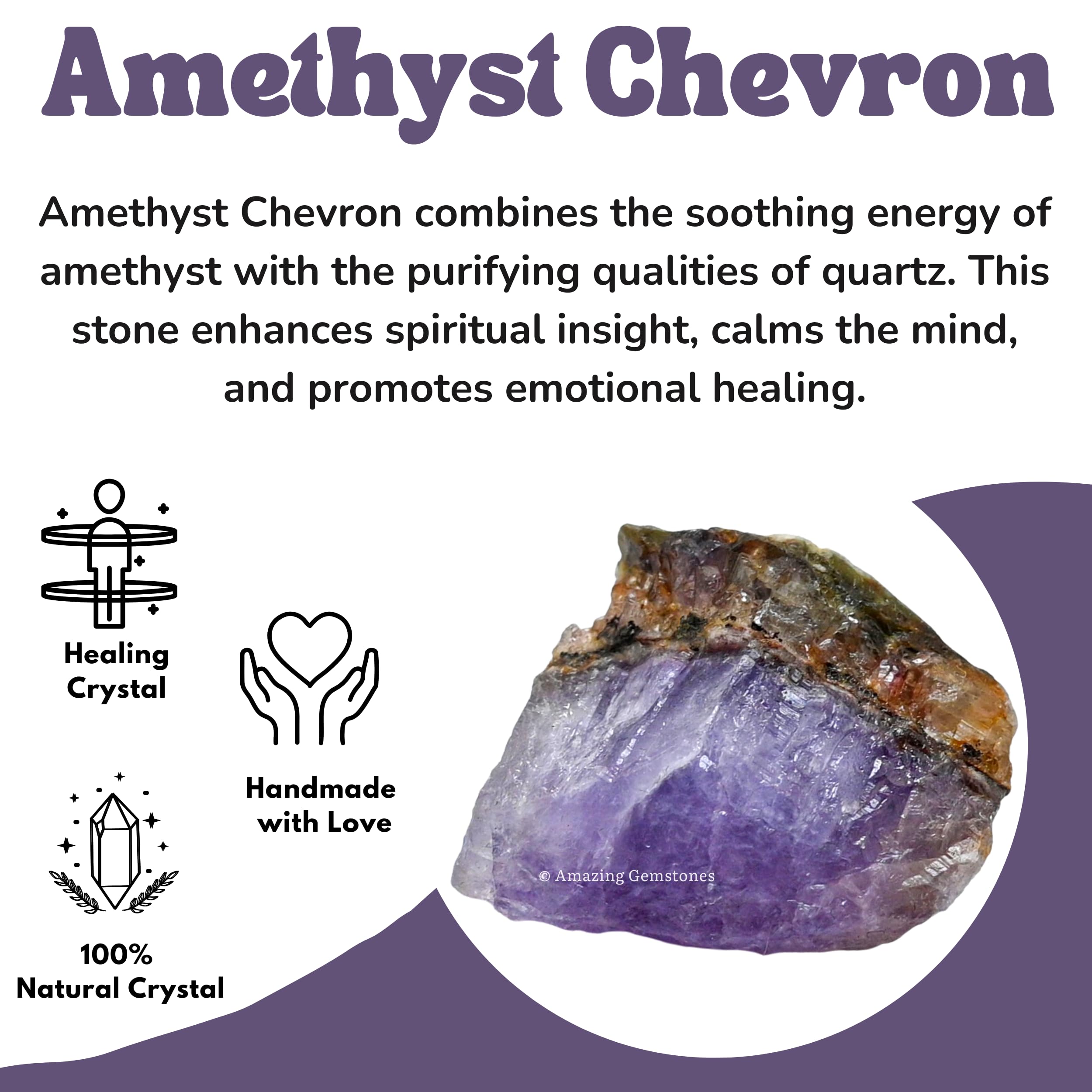 Amazing Gemstone piedras-bricolaje-ametista-chevron-bruta: perfectas para proyectos creativos.