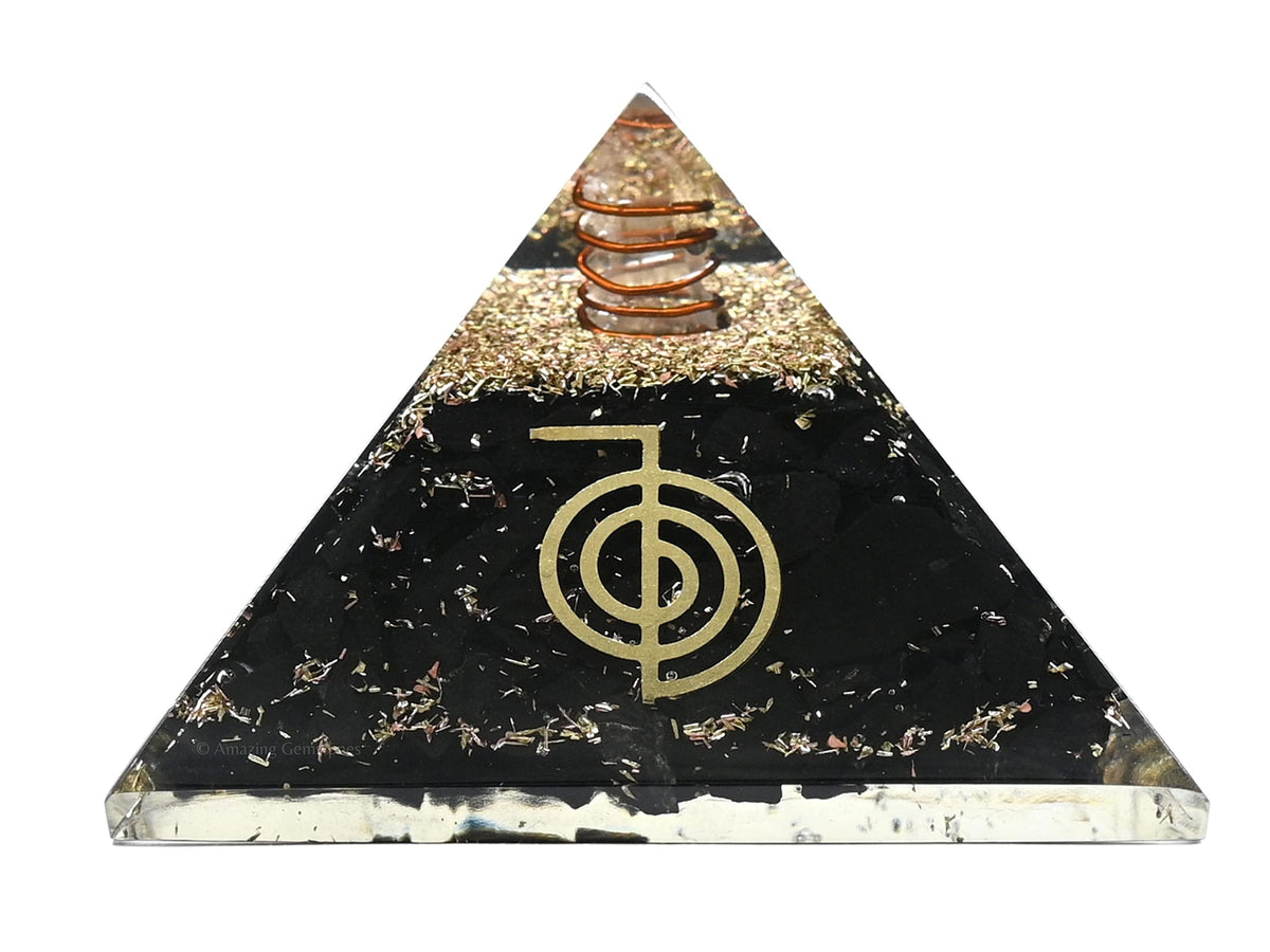 Amazing Gemstone pirámide orgánica de turmalina negra, protección energética.