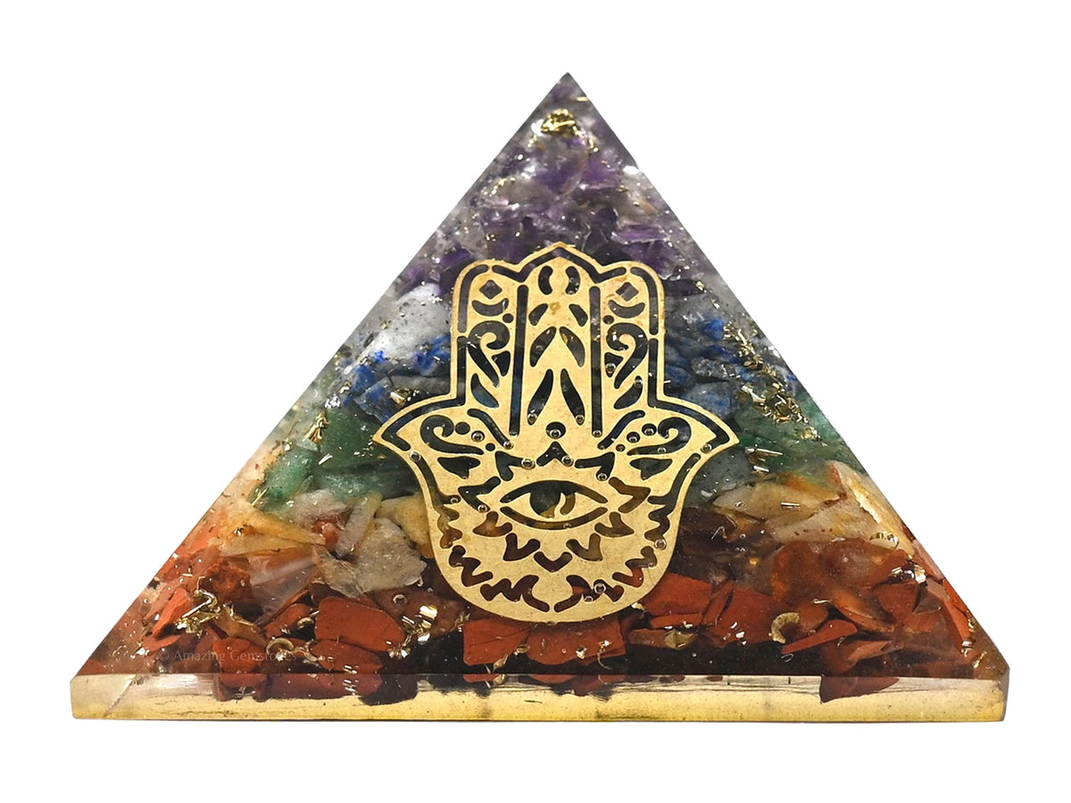 Amazing Gemstone pirámide orgonita grande para energía positiva en el hogar