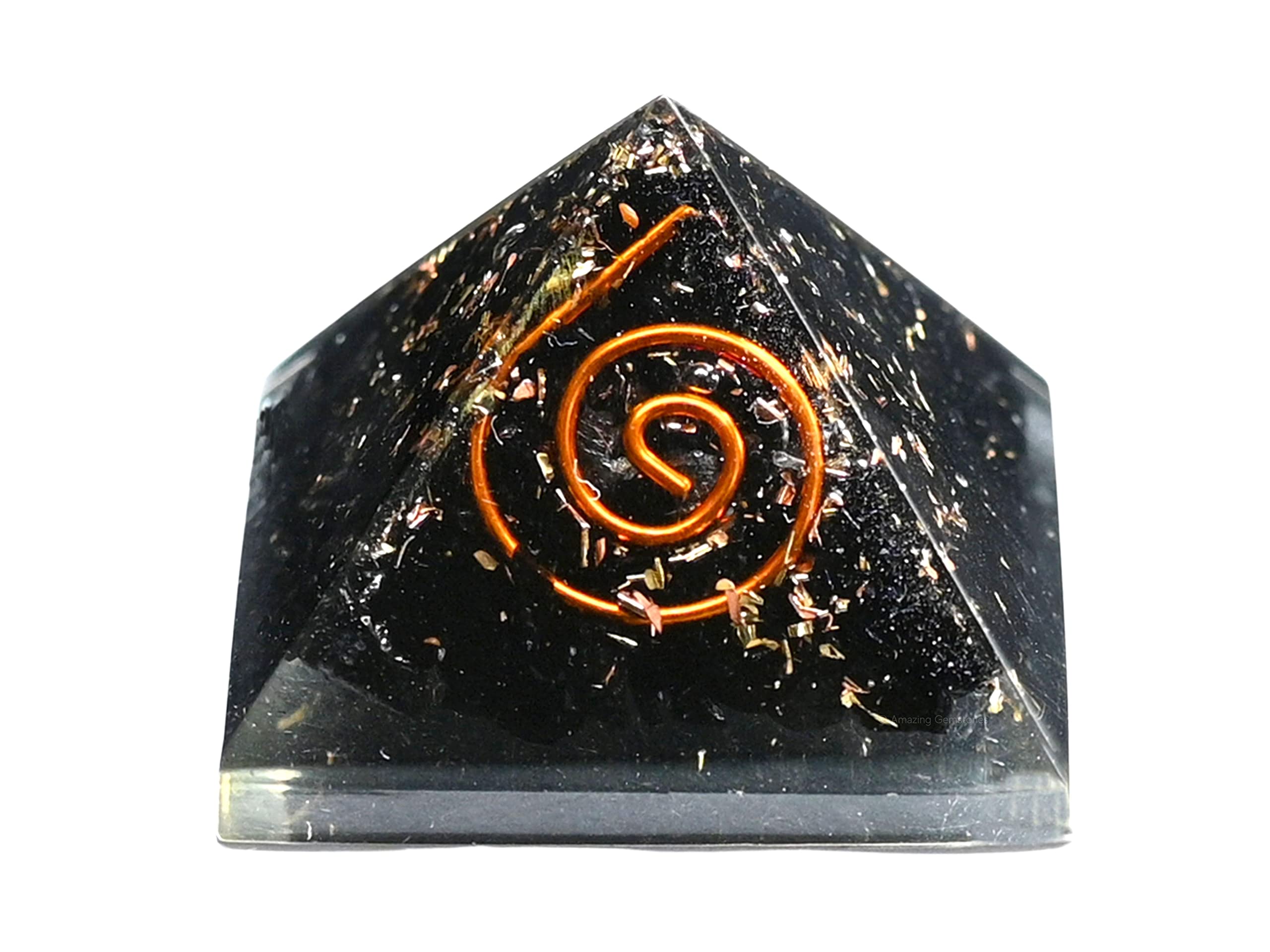 Piramide orgonita Amazing Gemstone con tourmalina negra, favorece energías positivas en tu espacio.