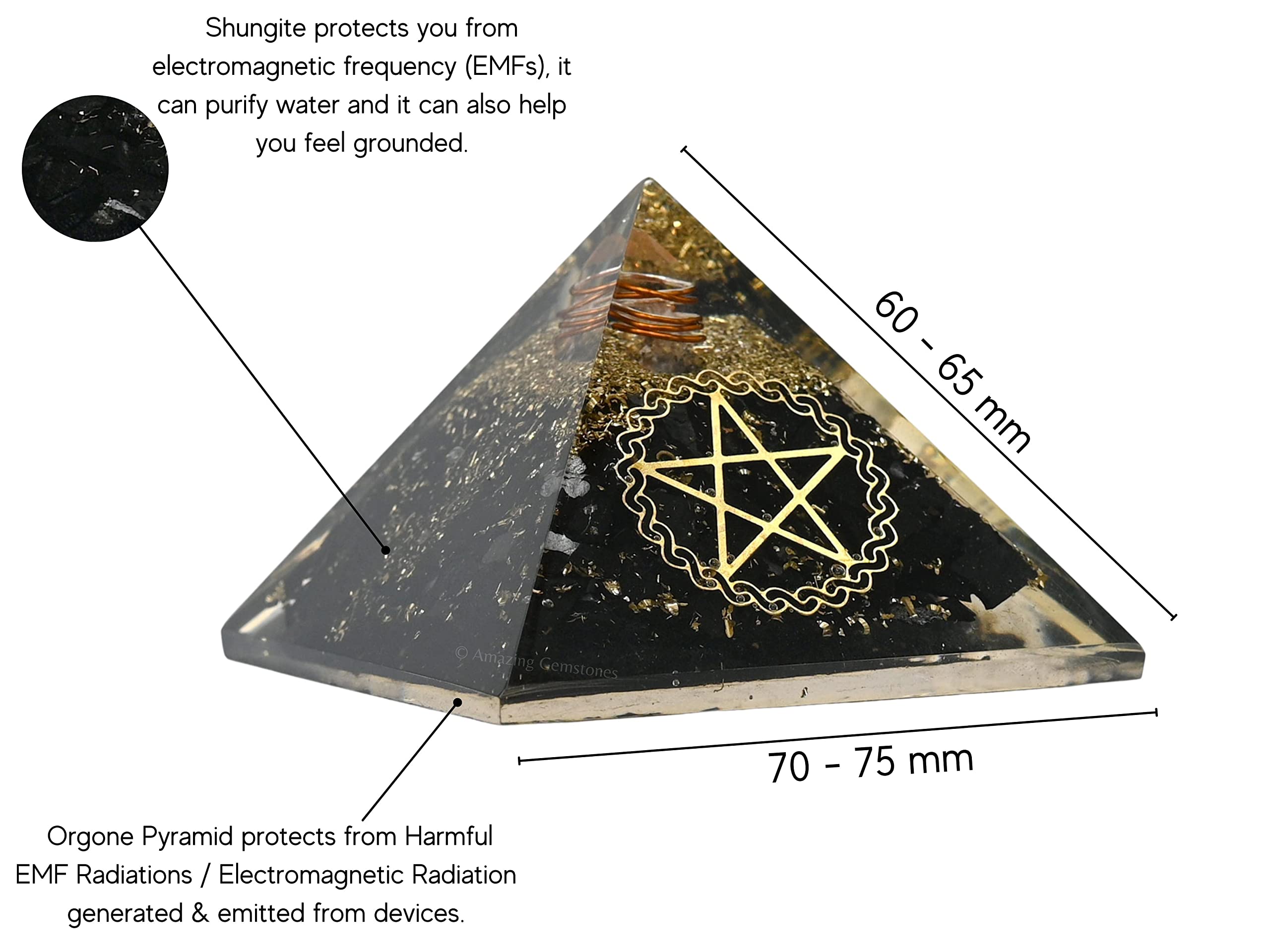 Amazing Gemstone piramide shungita autentica para proteccion energetica.