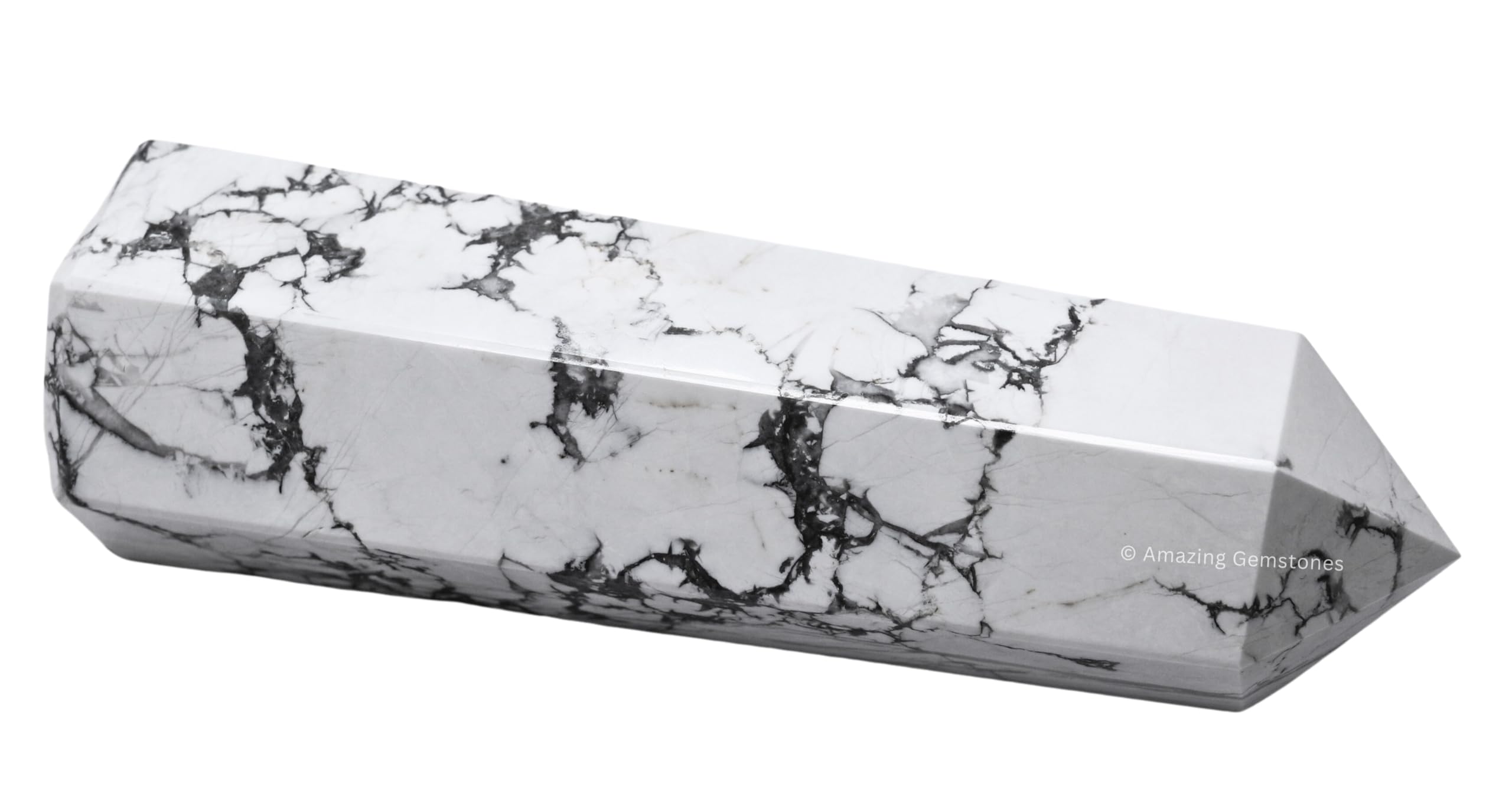 Amazing Gemstone, punta cristal howlita para meditación y enfoque interior