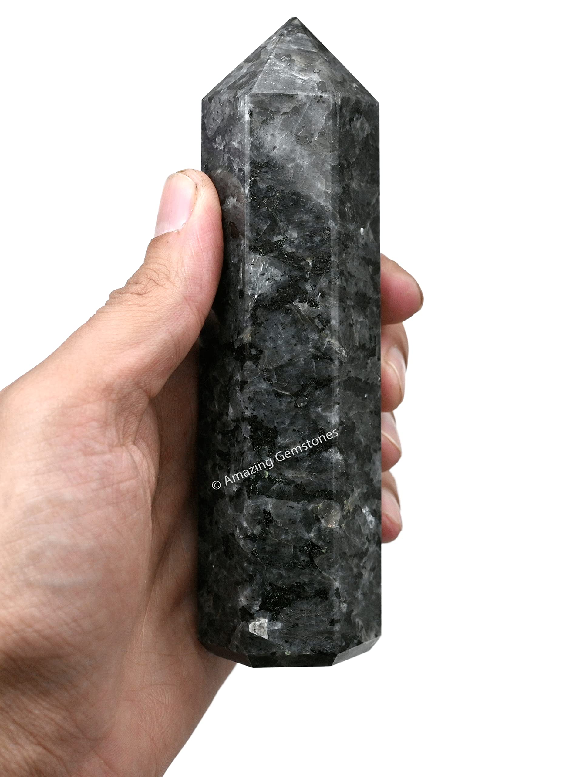 Amazing Gemstone punta cristal larvikita energiza el ambiente para prácticas de Reiki