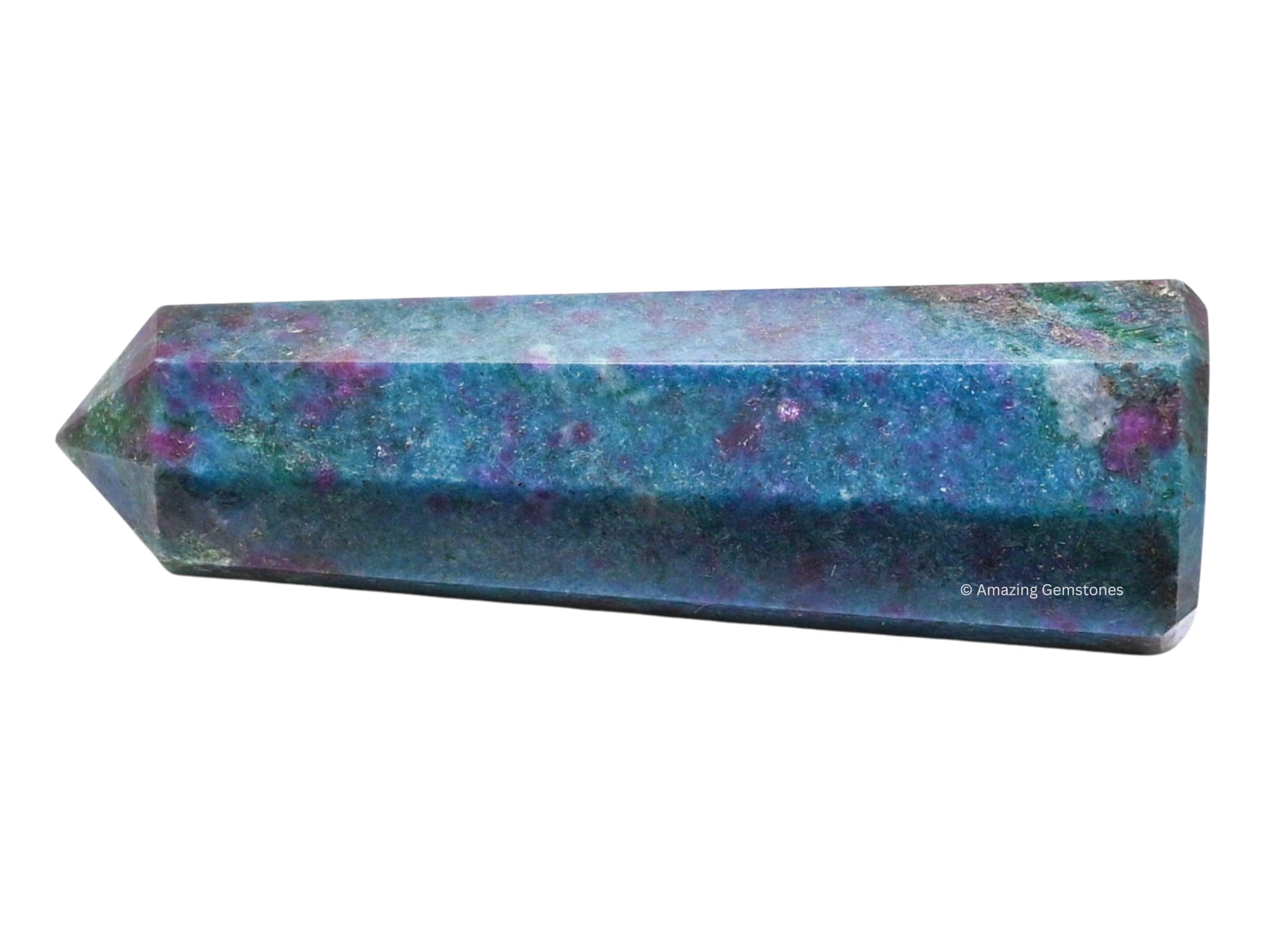 Amazing Gemstone punta cristal rubí cianita, útil para purificación y equilibrio energético.