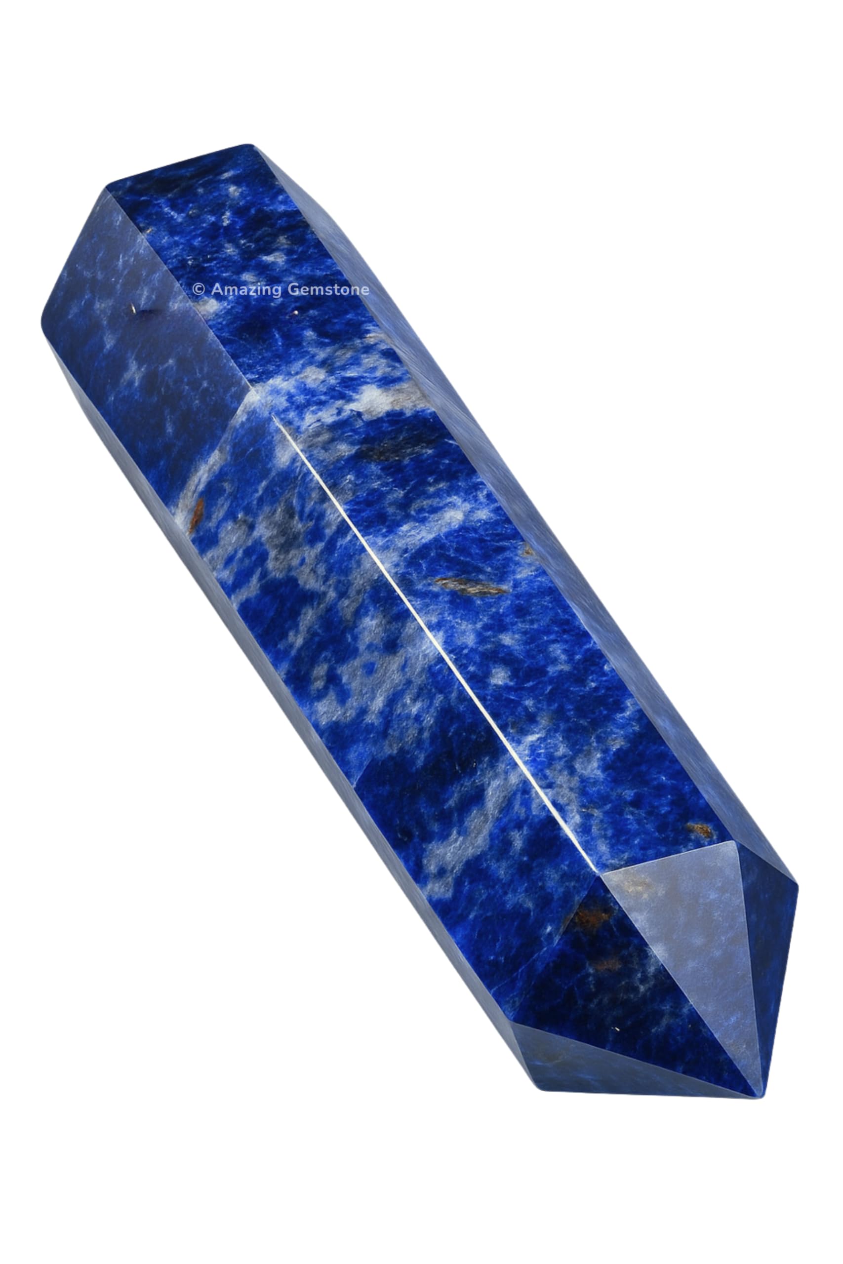 Punta de cristal de sodalita Amazing Gemstone guía la energía para meditaciones enfocadas