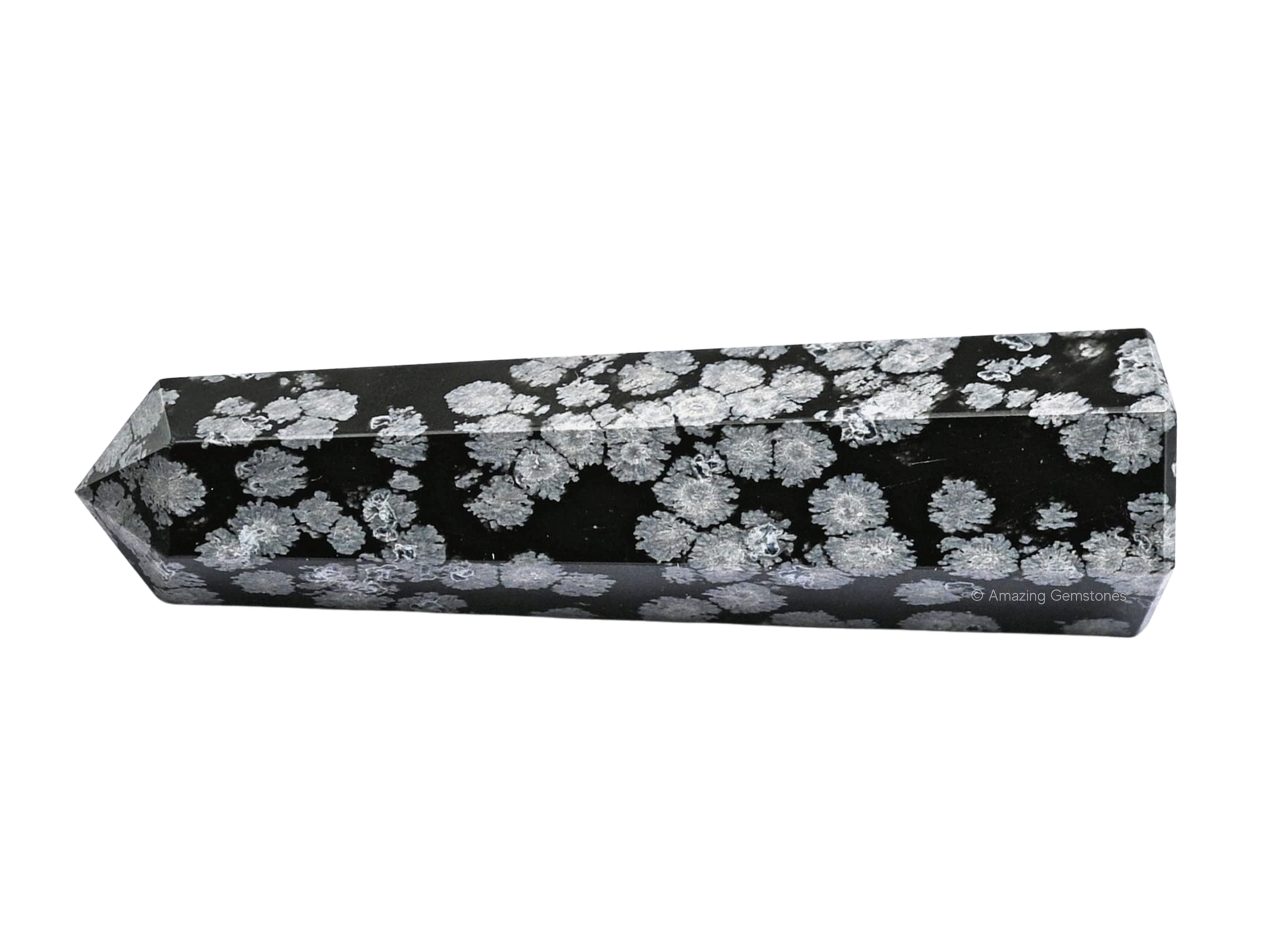 Amazing Gemstone punta de cristal obsidiana nieve ideal para focalizar energía.