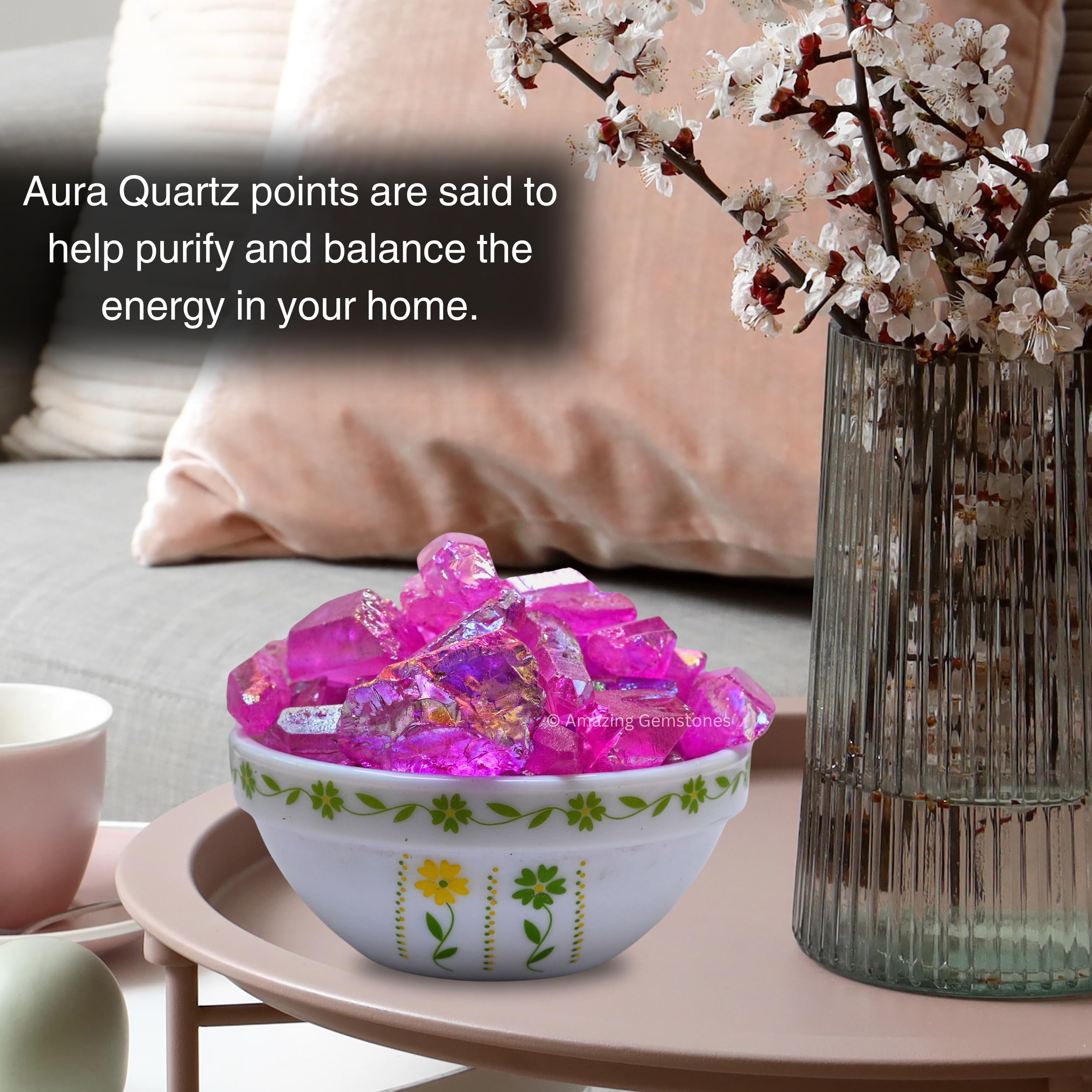 Puntas orgánicas Rose Aura de Amazing Gemstone para balance emocional y foco meditativo.
