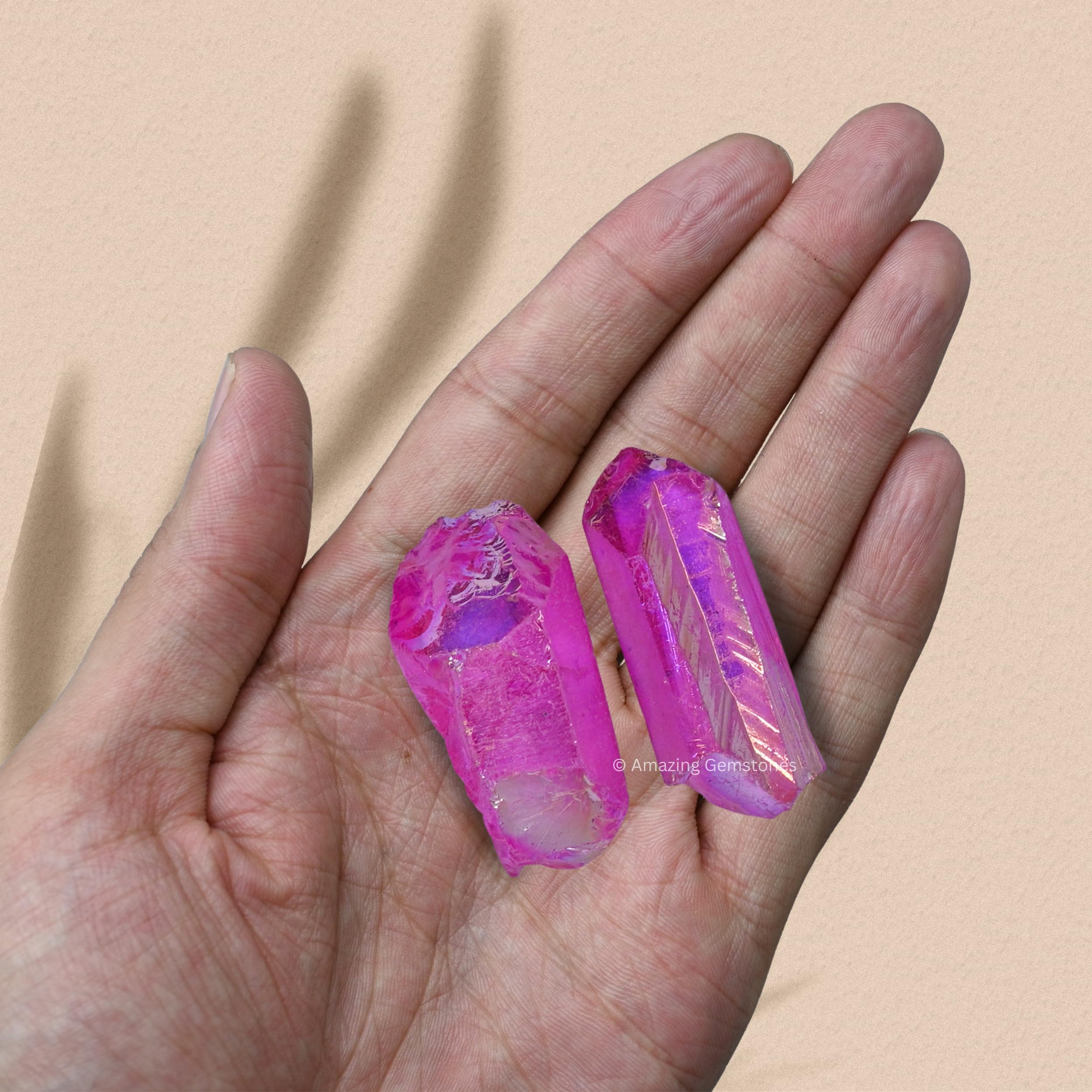 Puntas crudas Rose Aura de Amazing Gemstone para proyectos caseros y cristales energéticos.