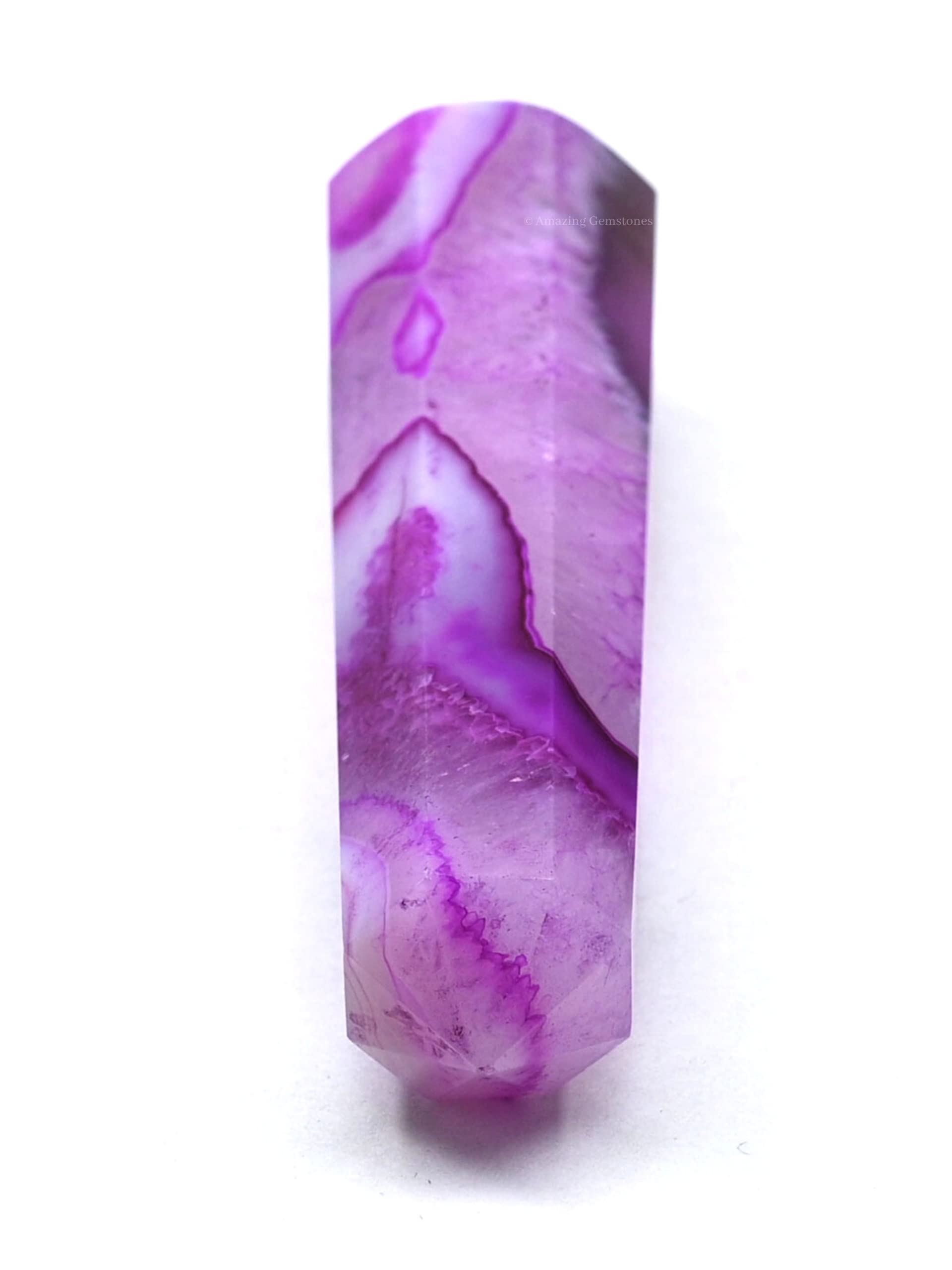 Amazing Gemstone punto de cristal agata rosada, dirige la energía para meditaciones.