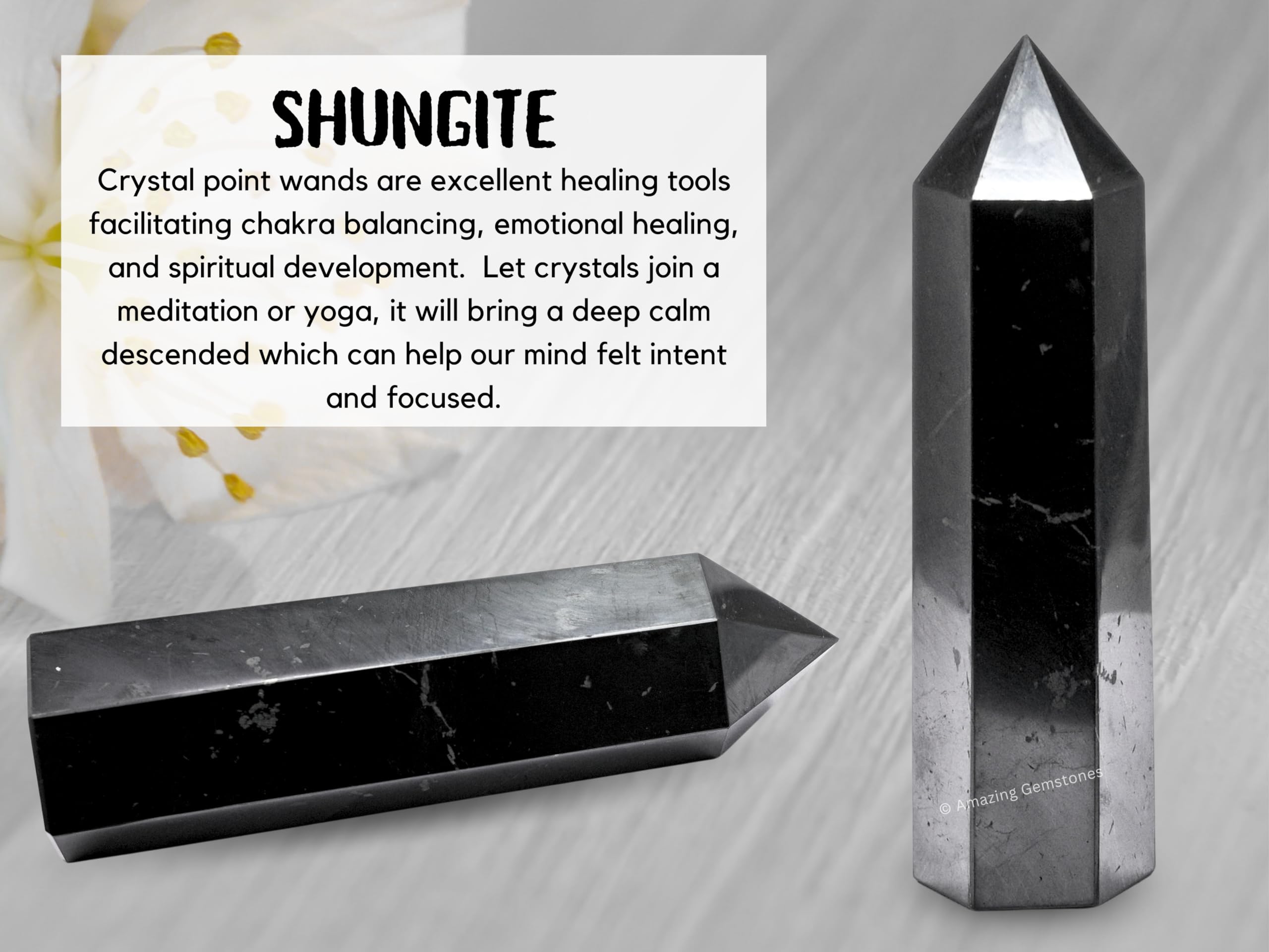Amazing Gemstone punto cristal shungite para meditación y enfoque