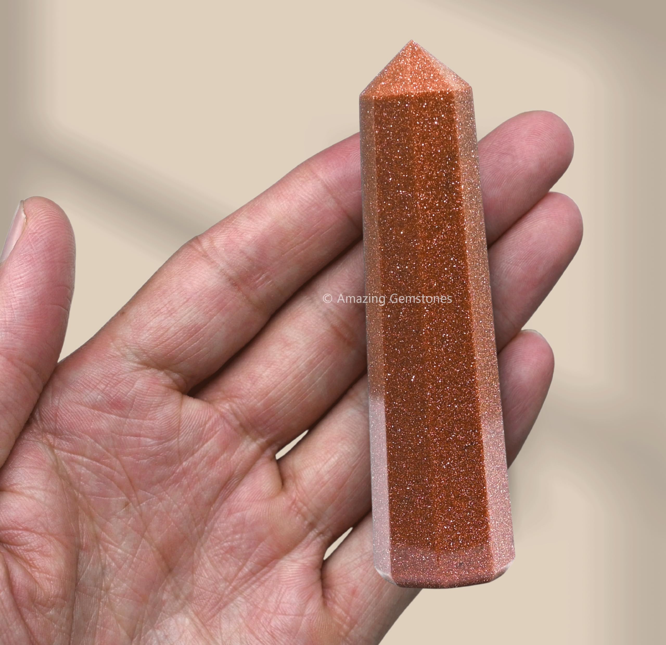 Amazing Gemstone Red Goldstone punta cristal práctica Reiki