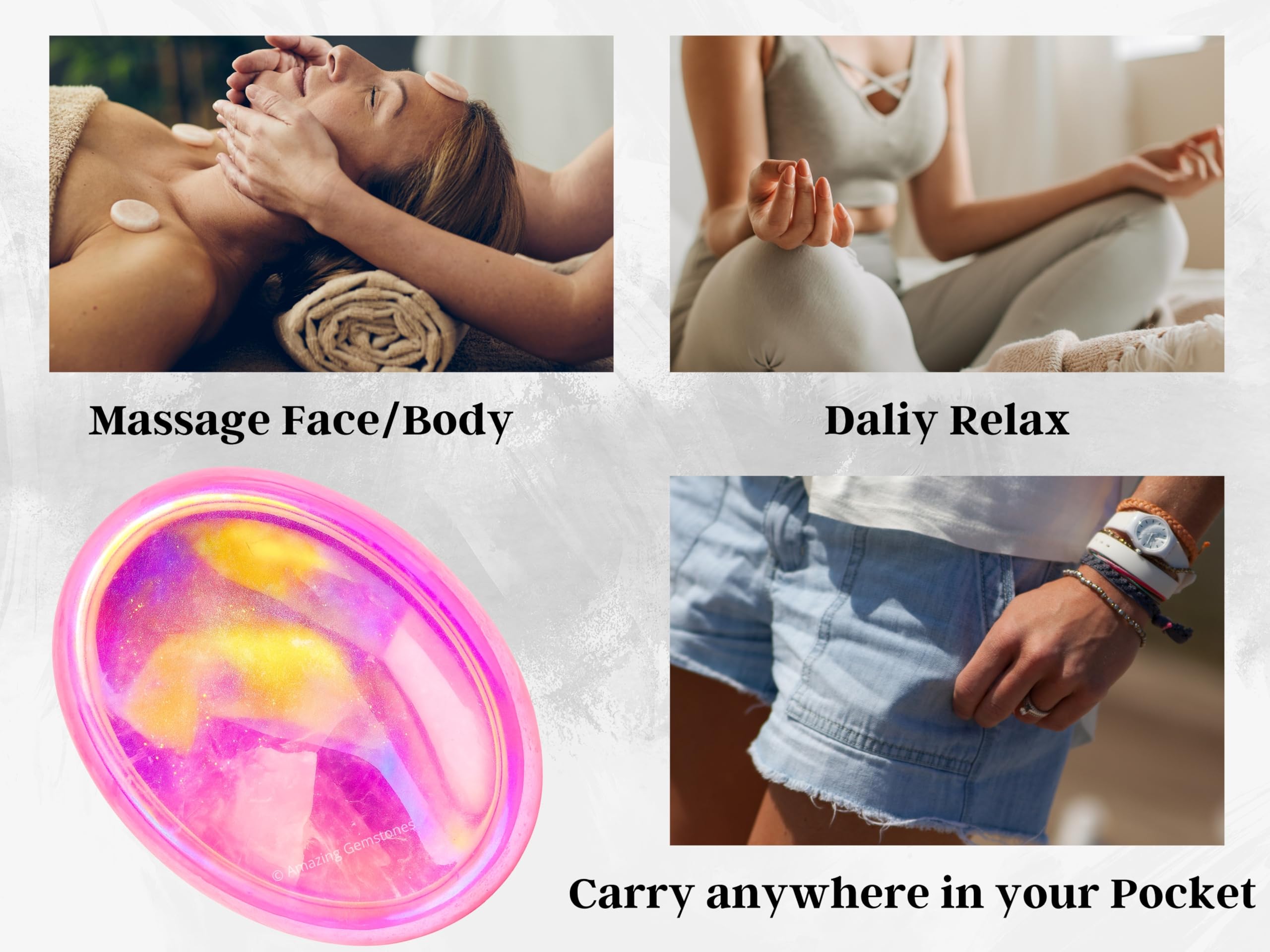 Amazing Gemstone: regalos de bienestar Angel Aura Rose Quartz para regalo consciente.