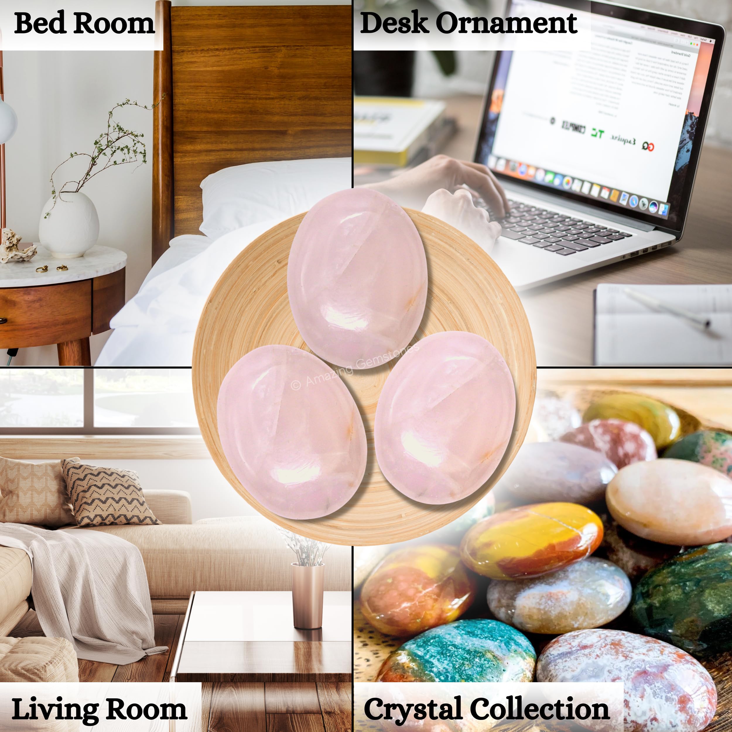 Amazing Gemstone pieza de cuarzo rosa para uso decorativo y prácticas de mindfulness.