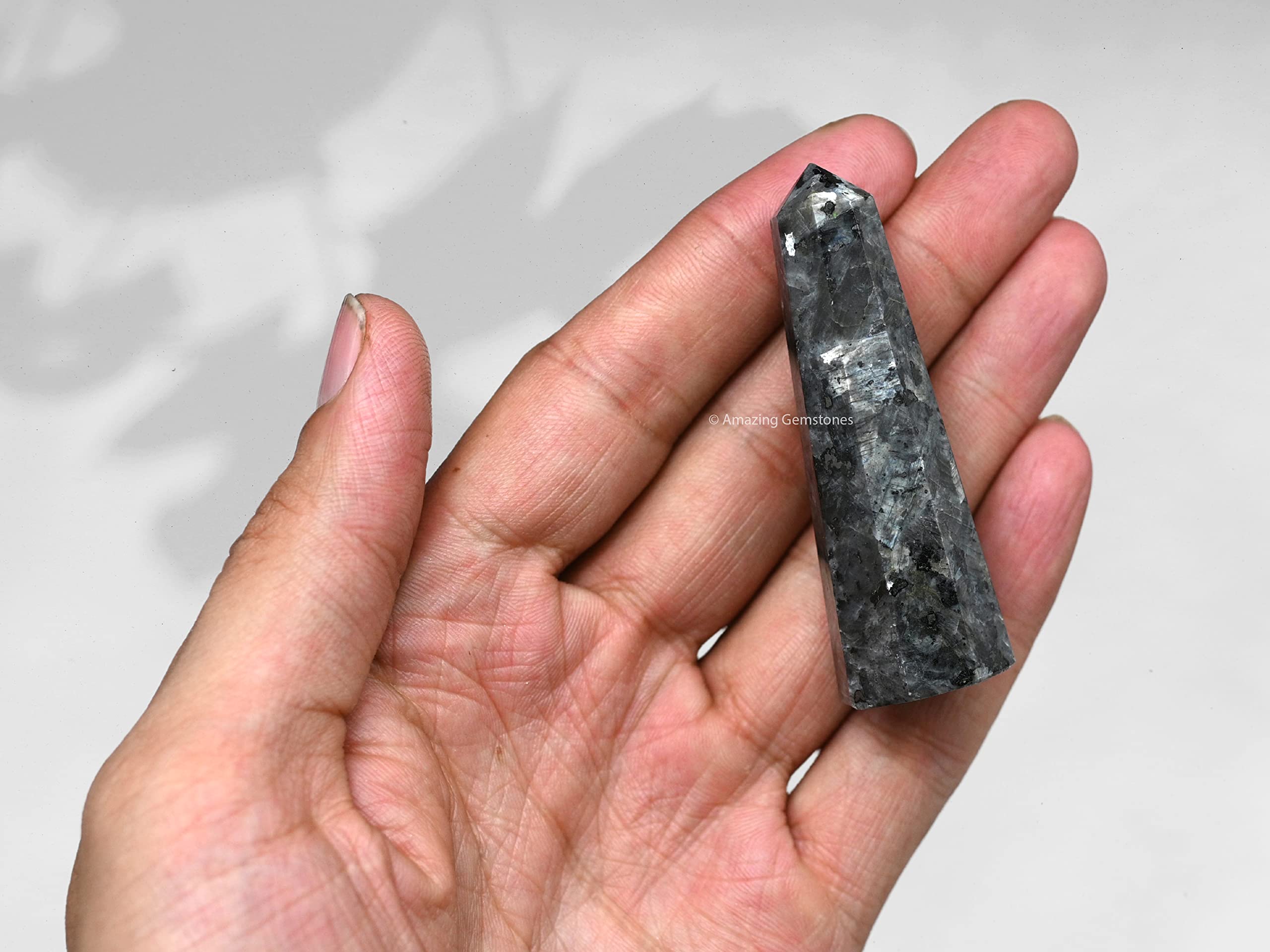 Amazing Gemstone Rejilla Cristal Larvikite Patrón: guía la energía para meditaciones.