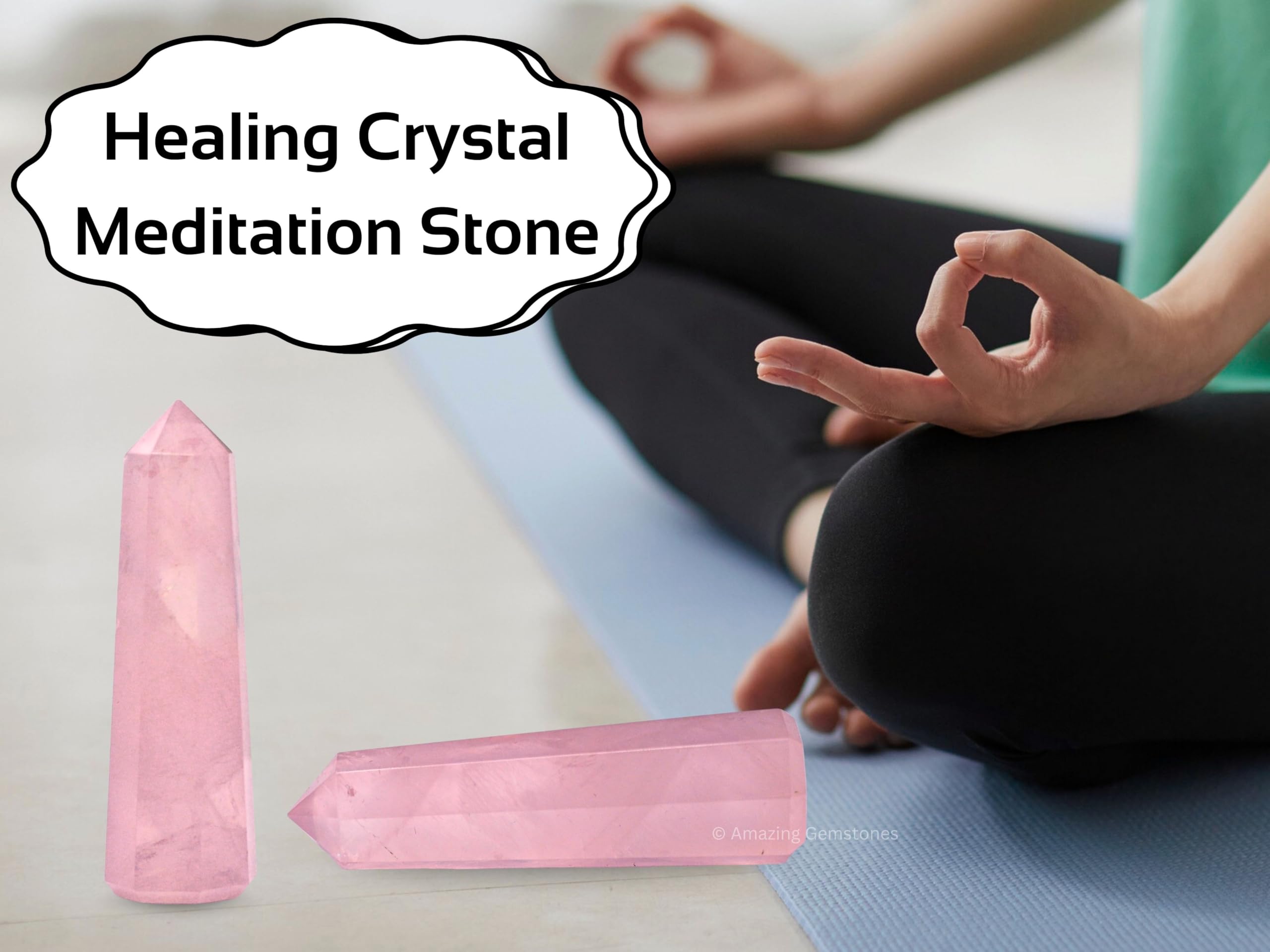 Relajación diaria con cuarzo rosa de Amazing Gemstone para meditación