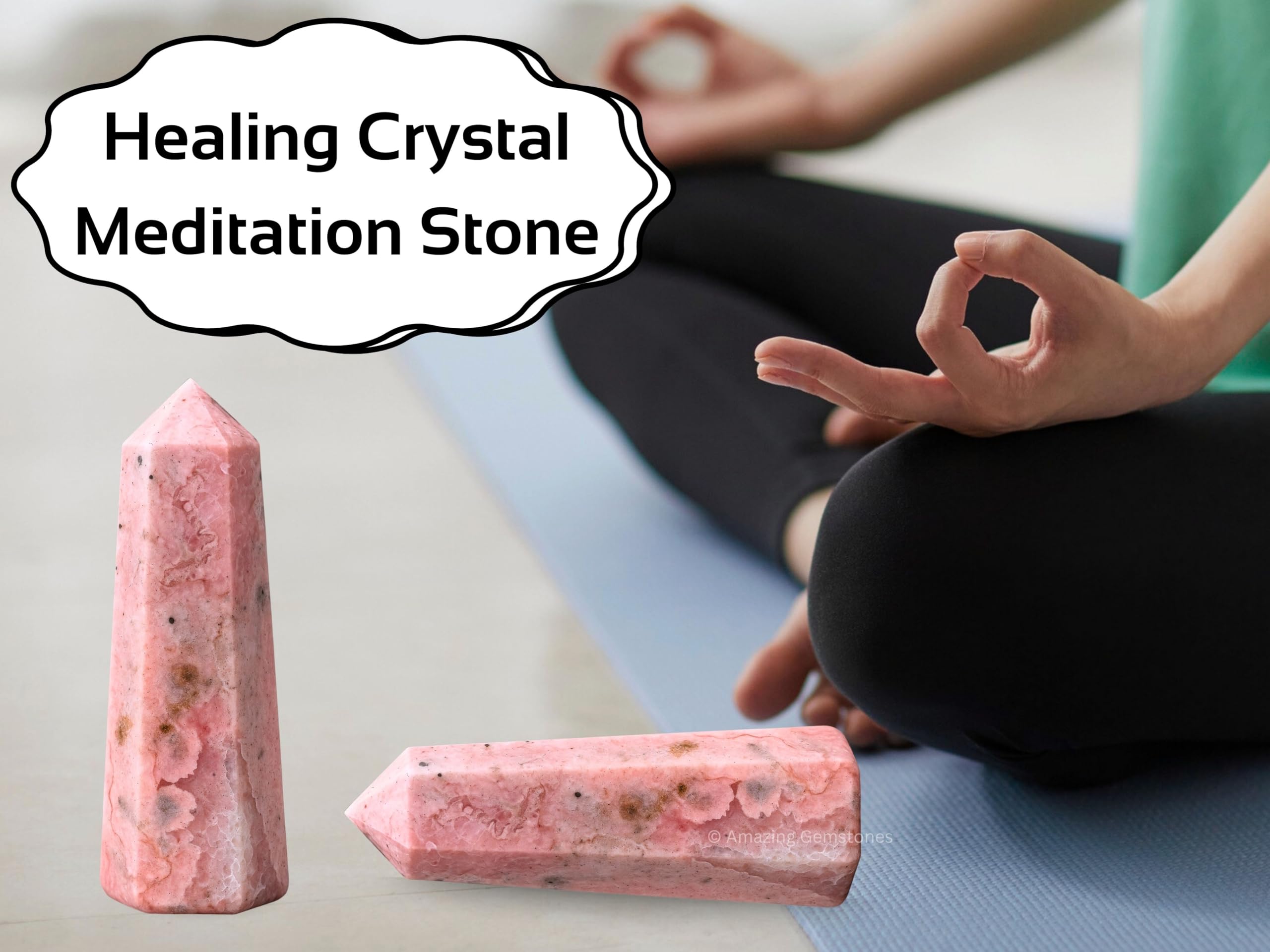 Amazing Gemstone Rhodochrosite, punta para meditacion y calma interior.
