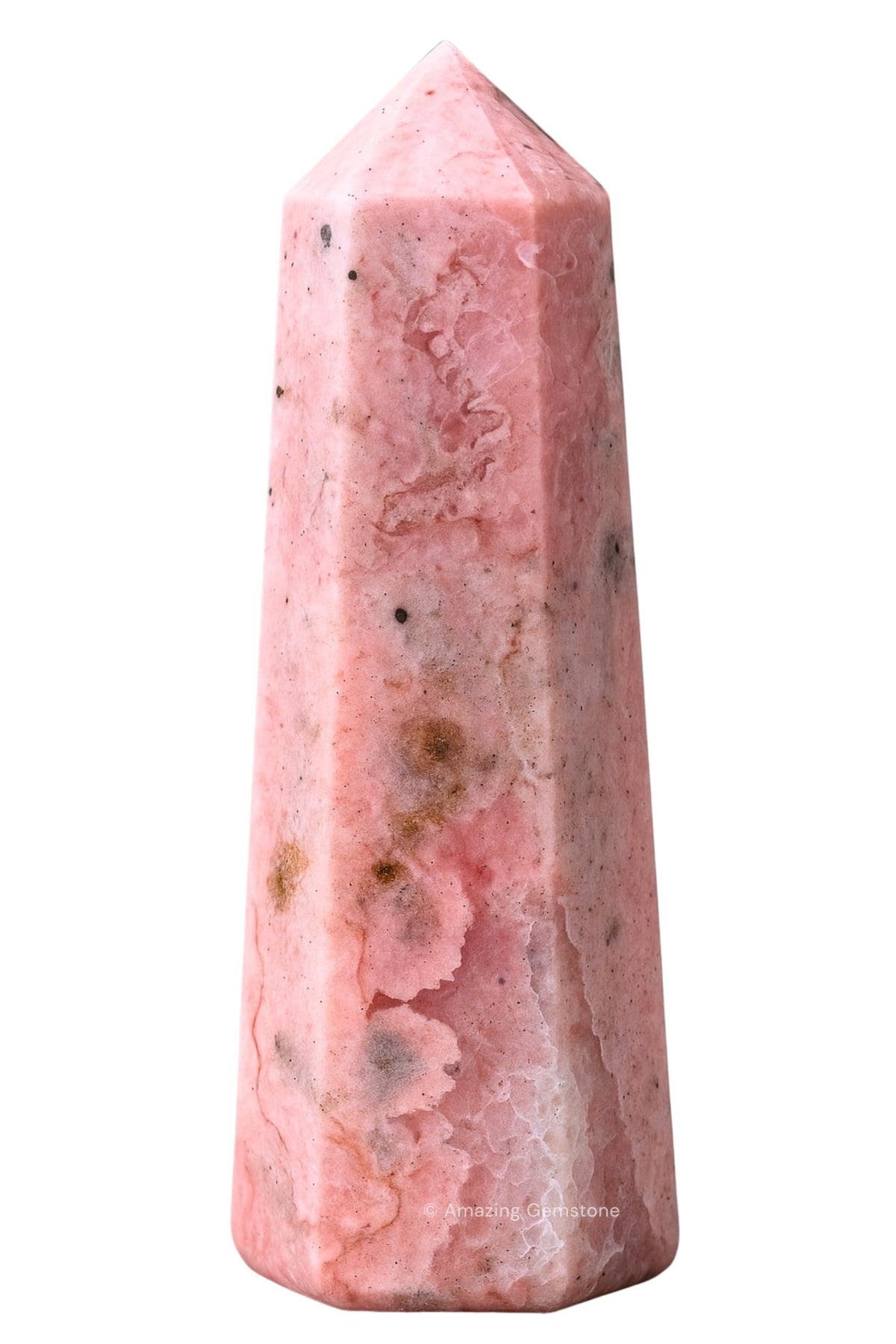 Amazing Gemstone Rhodochrosite, torre cristal punta para enfocar energía positiva en espacios.