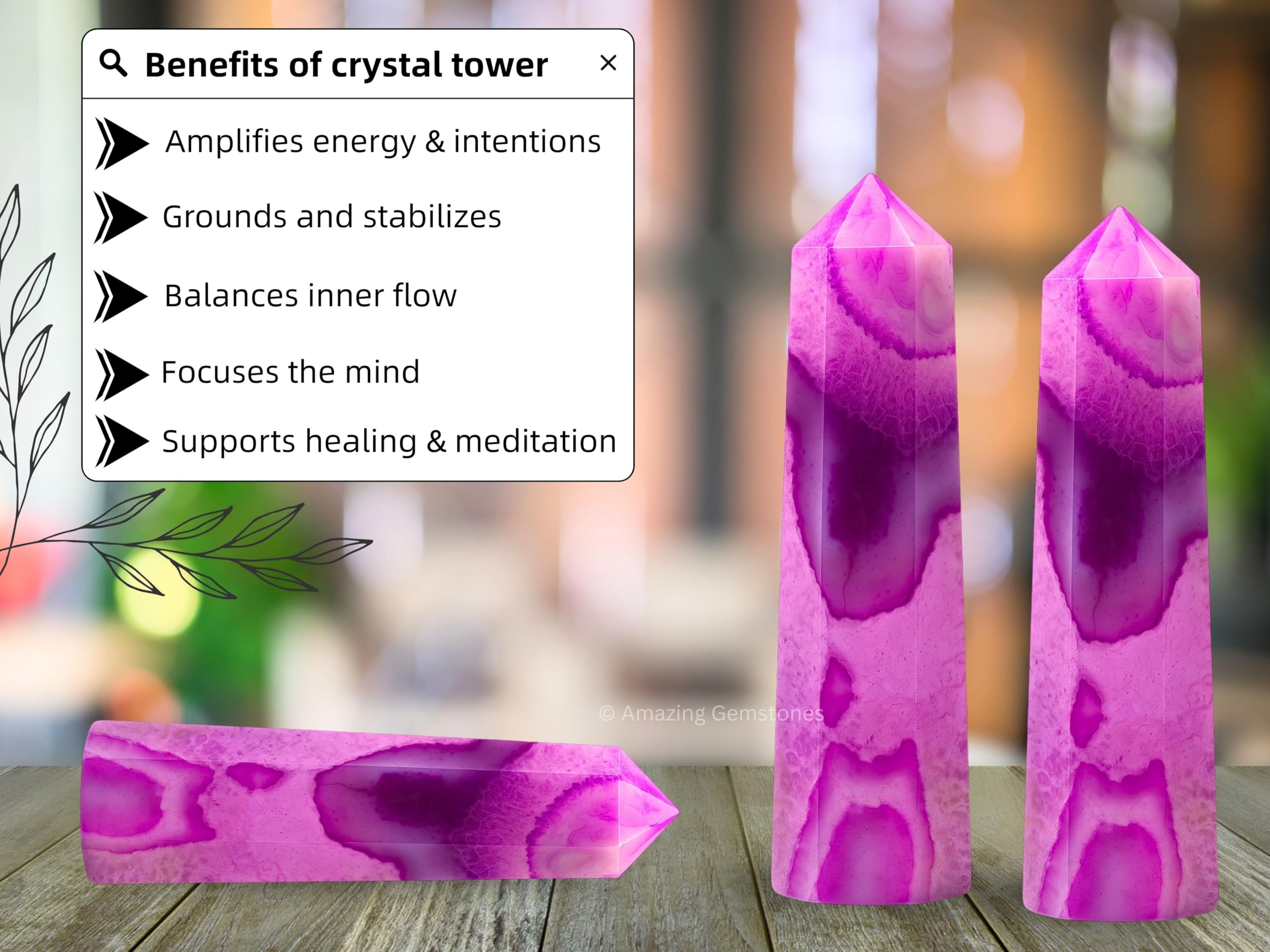 Amazing Gemstone ritual Reiki: torre de agata rosada para sesiones suaves.