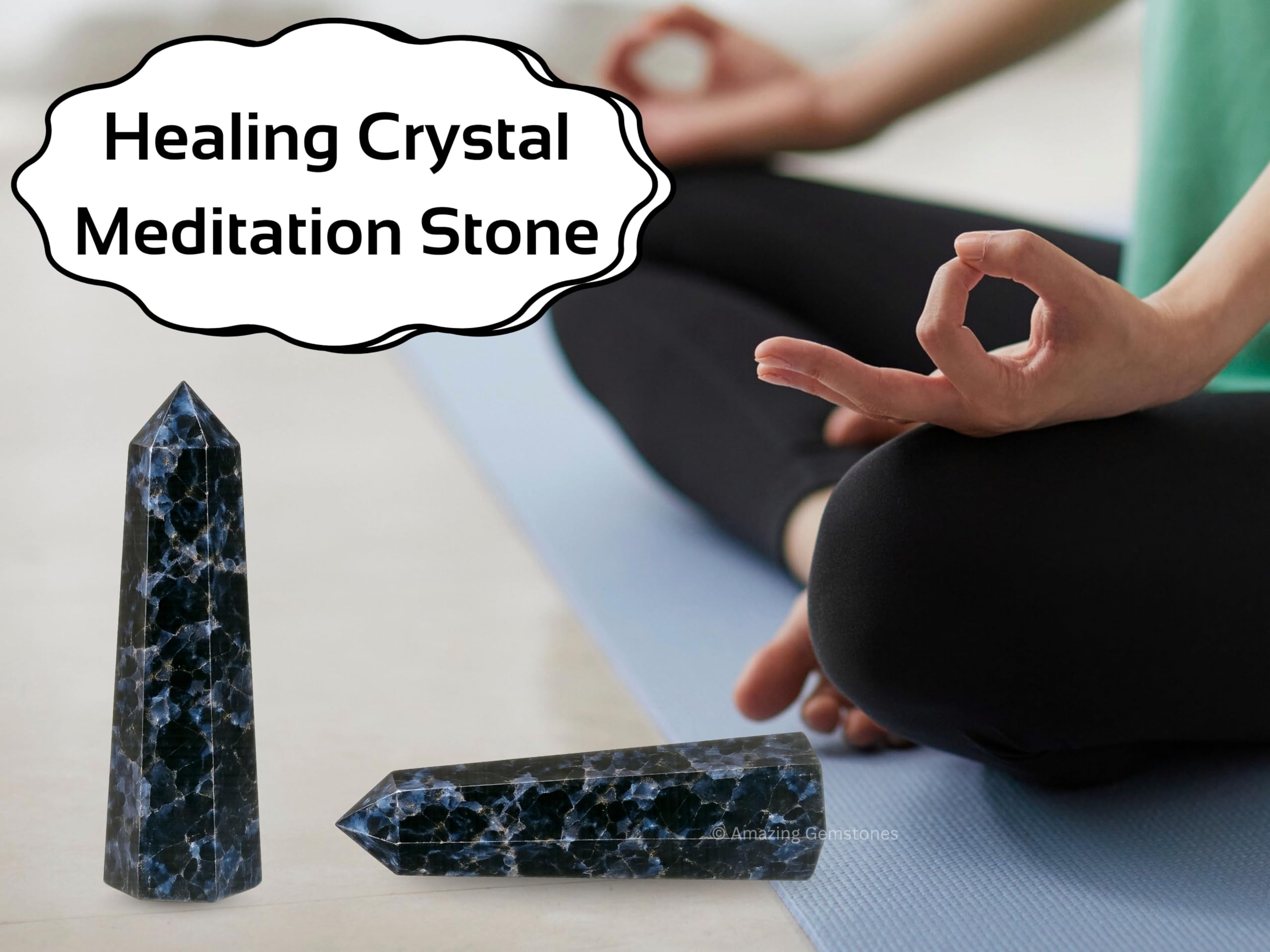 Amazing Gemstone Indigo Gabro, uso Reiki, canaliza energía calmante para rituales diarios.