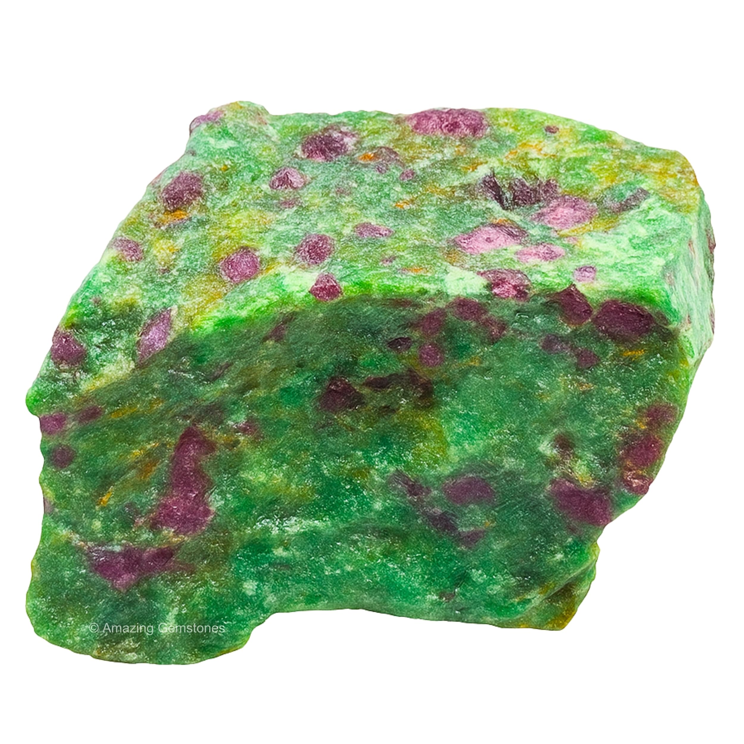 Amazing Gemstone Ruby Fuchsite, cristal crudo para relajación emocional y vitalidad.