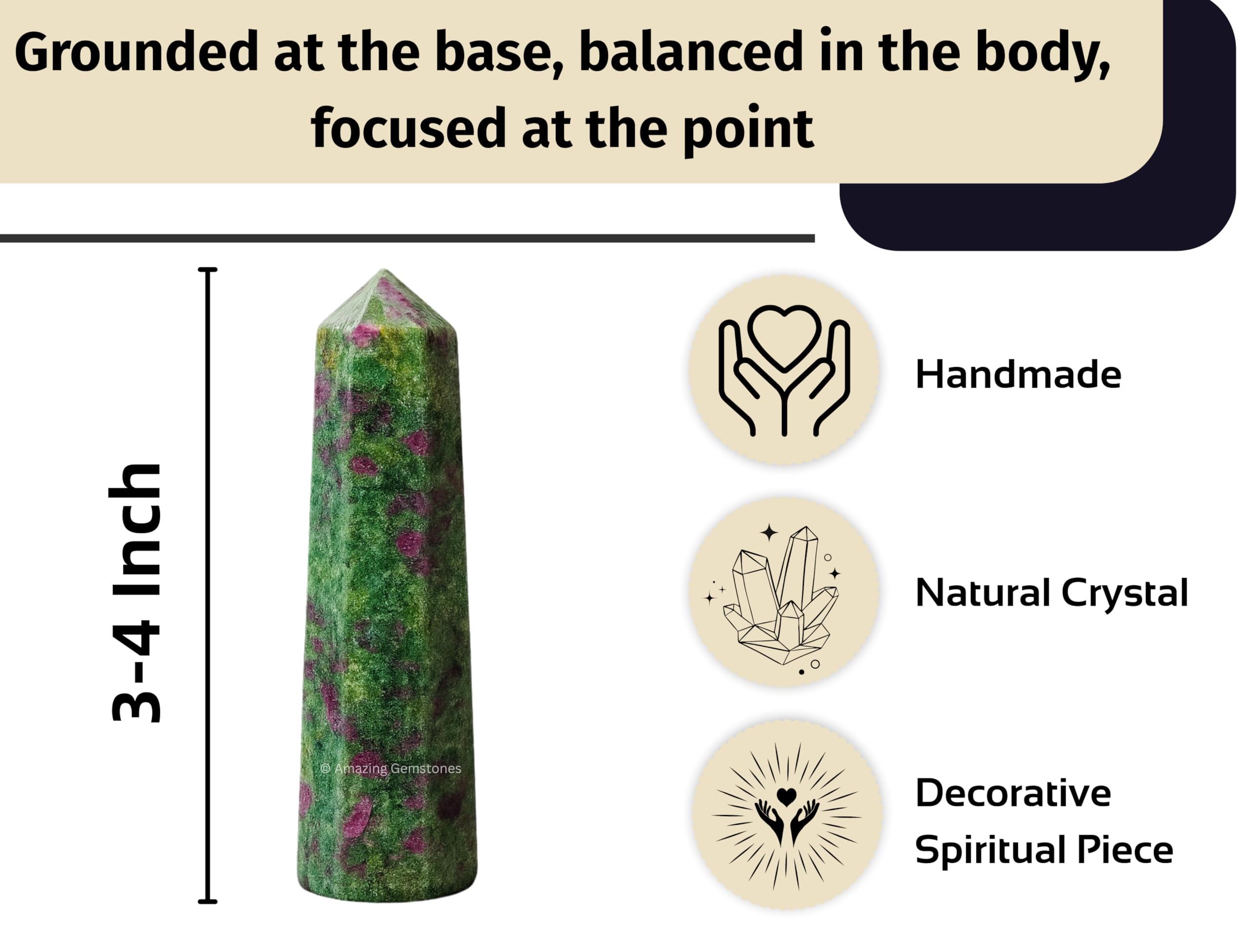 Amazing Gemstone Rubí Fuchsita Torre para meditaciones y concentración durante prácticas