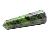 Amazing Gemstone rubí zoisita punta cristal dirige energía para meditaciones.