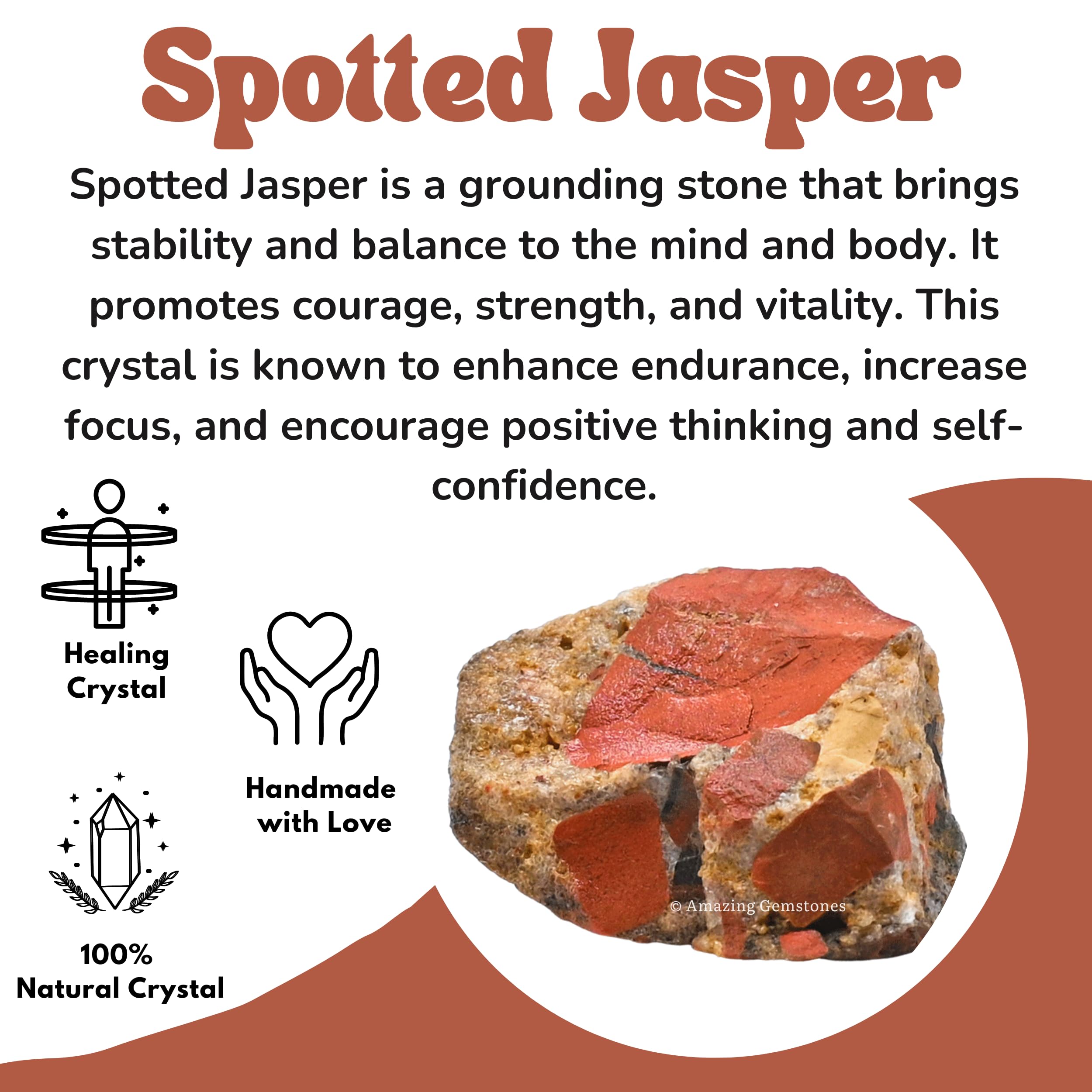 Amazing Gemstone Spotted Jasper, bolsa de terciopelo para regalo y almacenamiento.