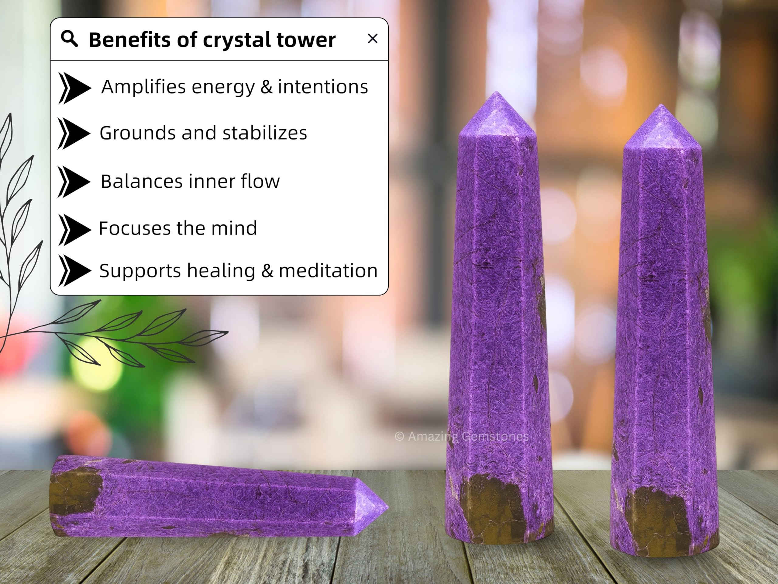 Amazing Gemstone Stichtite torre cristal para purificación del aire y enfoque