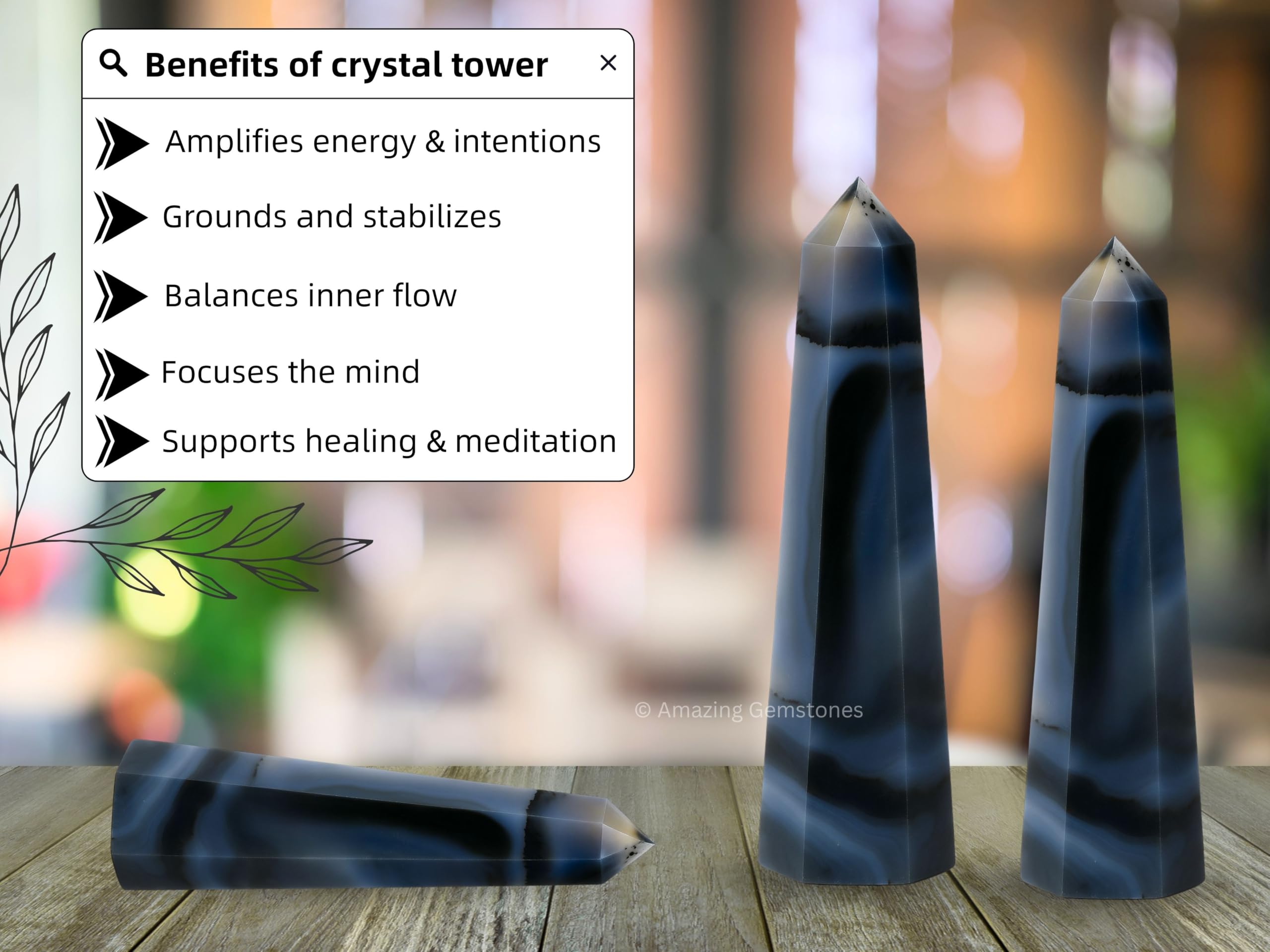 Amazing Gemstone torre centro rejilla cristal dendrita agata, ideal para rejillas energéticas.