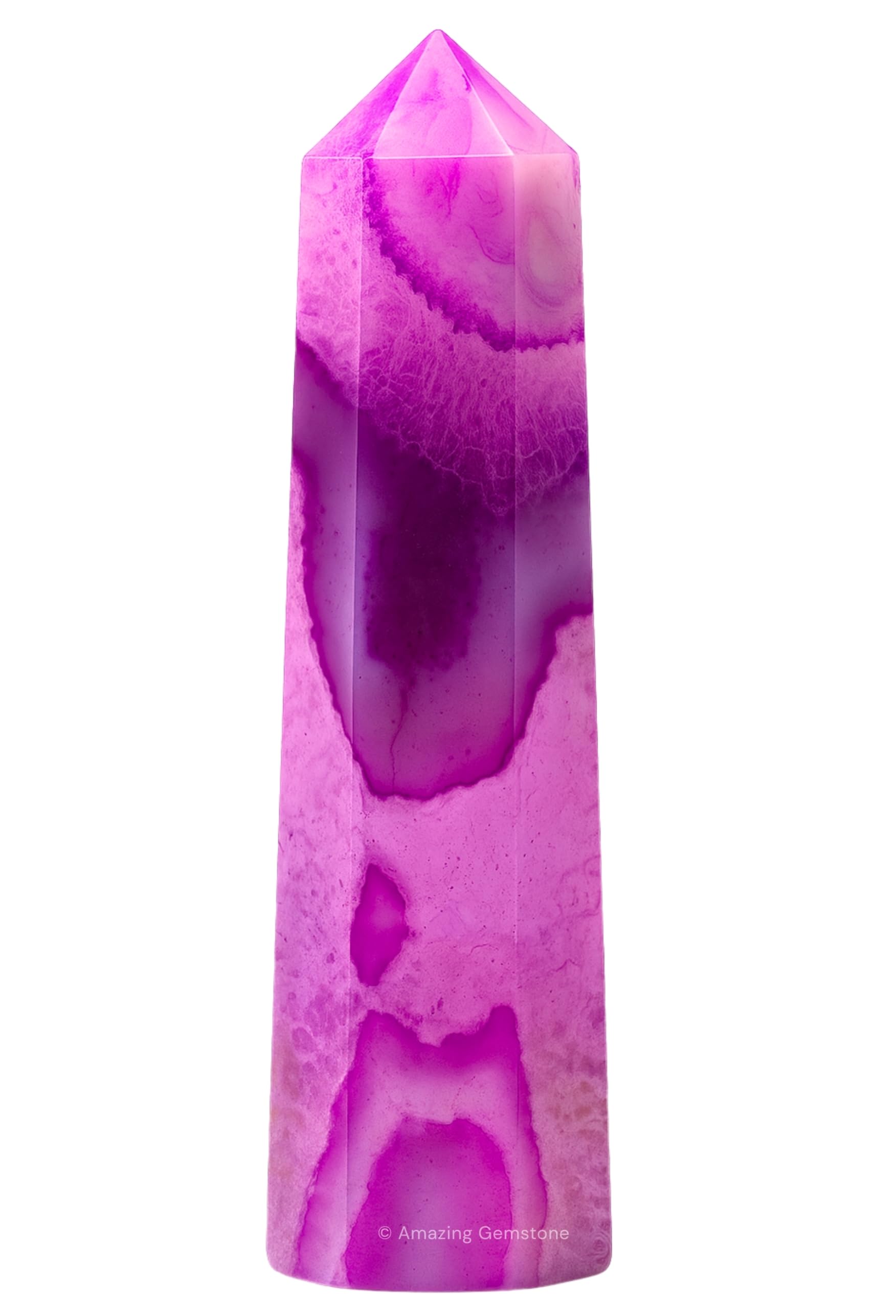Amazing Gemstone torre cristal agata rosada, foco de energía para purificar y renovar espacios.