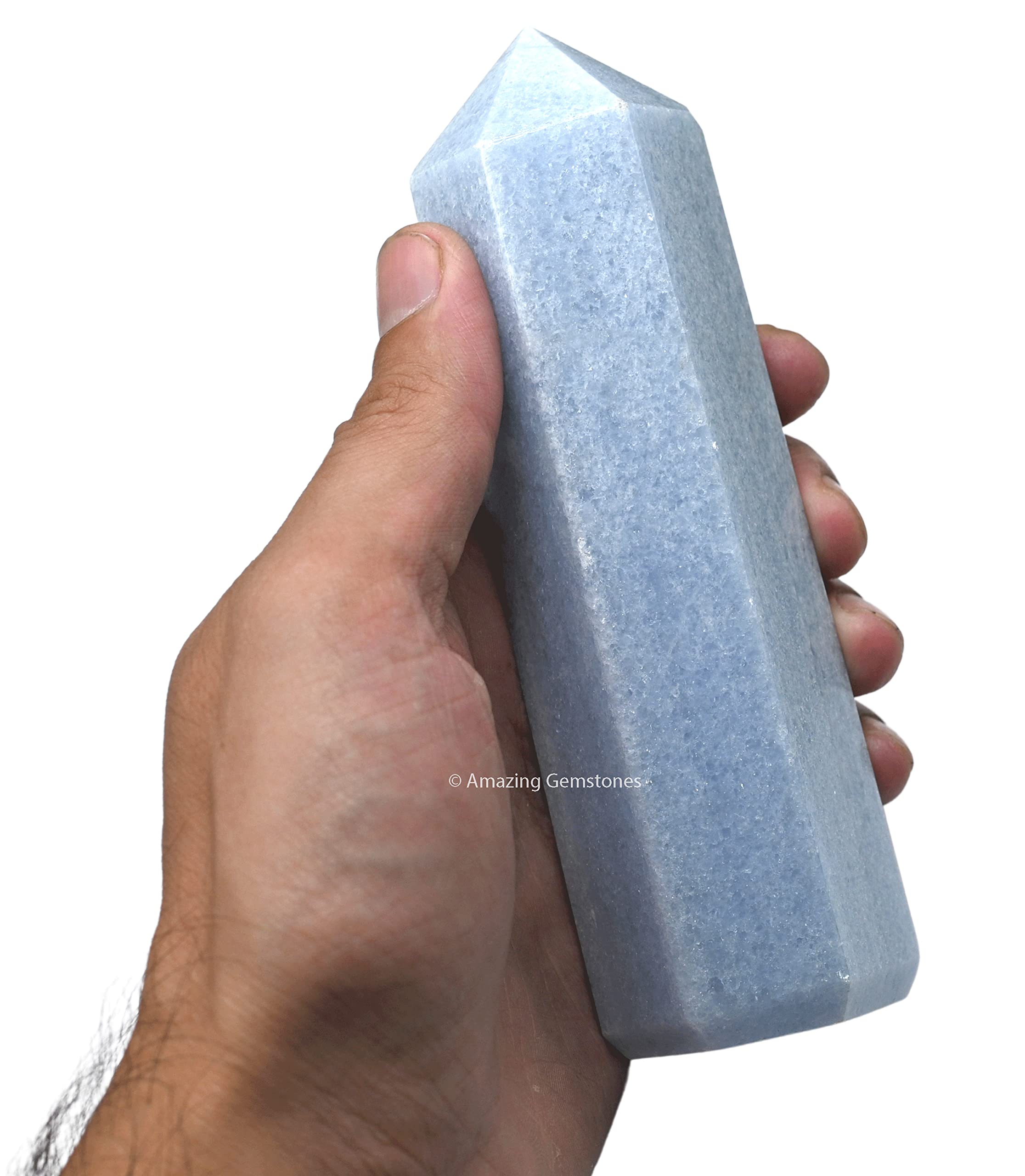 Amazing Gemstone torre de cristal azul calcita celestita, 5.5–6 pulgadas para elevar la energía