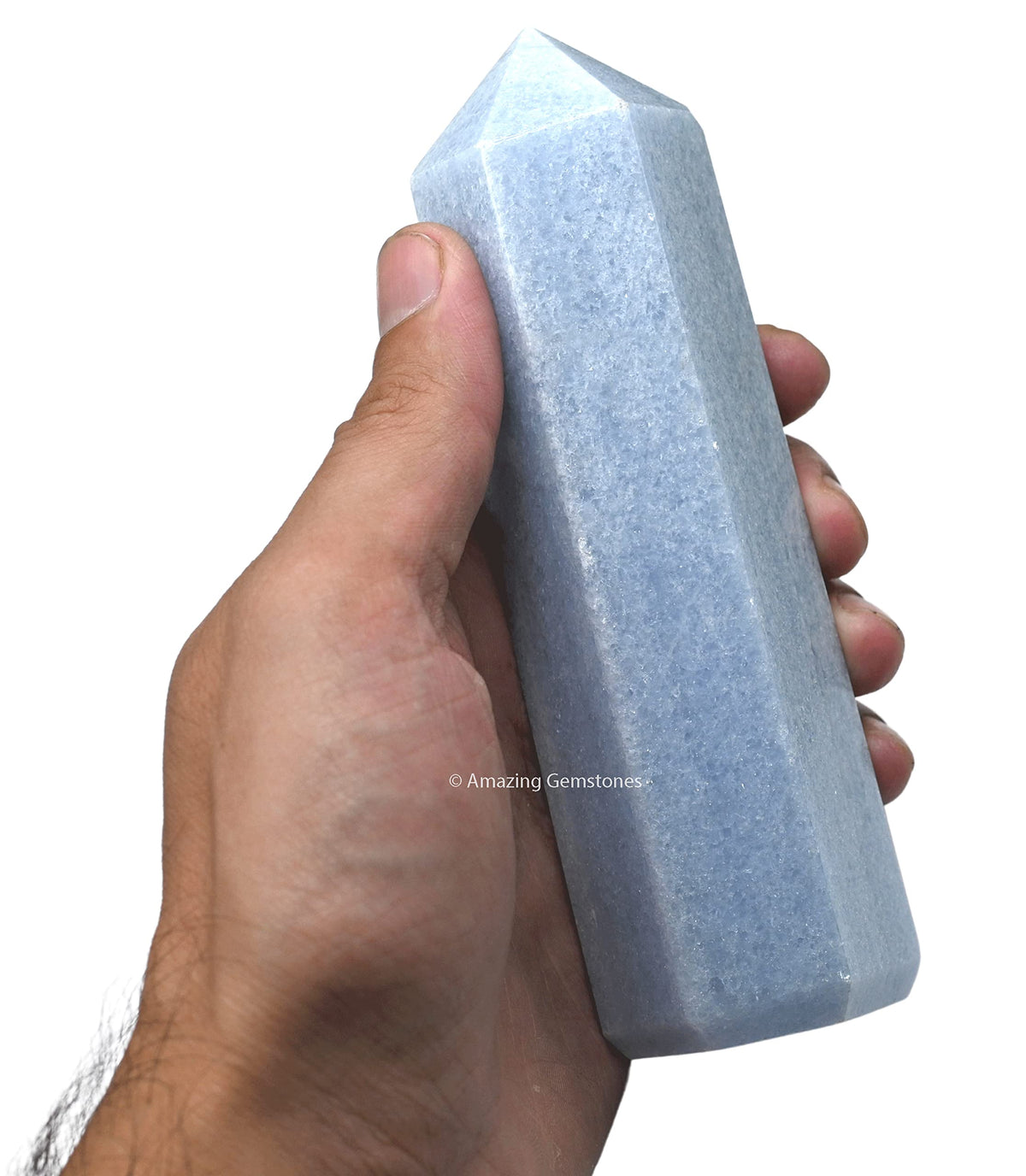 Amazing Gemstone torre de cristal azul calcita celestita, 5.5–6 pulgadas para elevar la energía