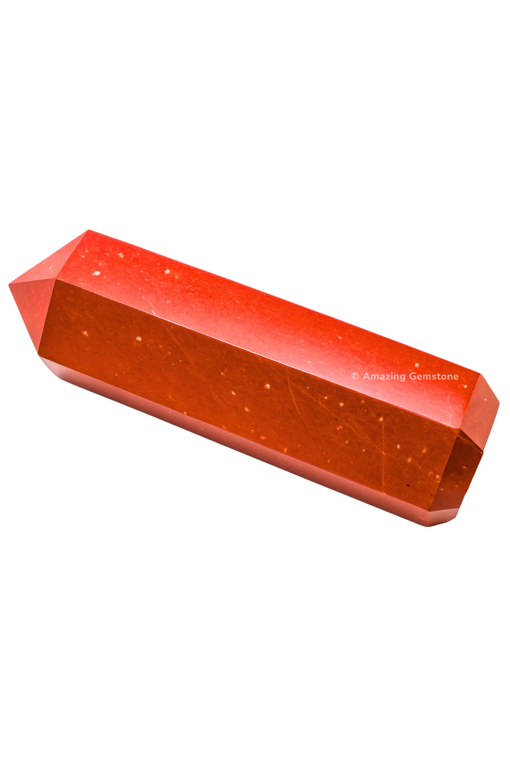 Amazing Gemstone torre de cristal jaspe rojo lateral: mejora el flujo energético en ambientes laborales.