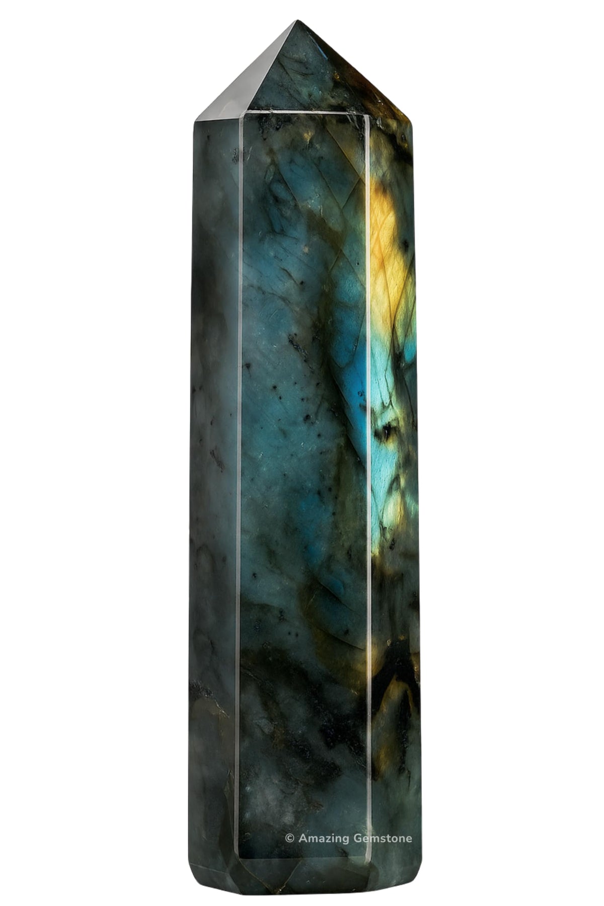 Amazing Gemstone Torre cristal Labradorita: purifica energías y eleva la atmósfera del espacio.