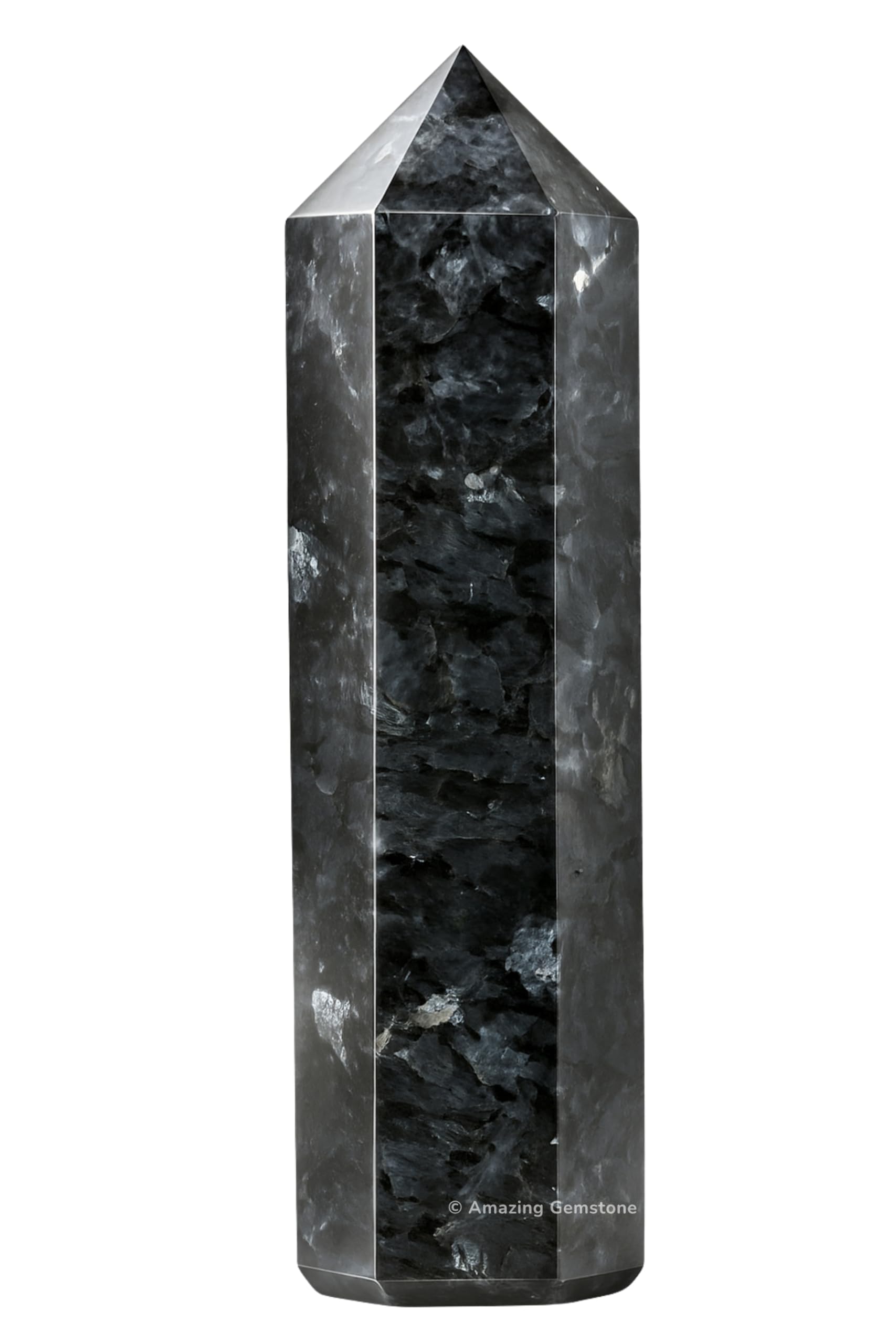 Amazing Gemstone torre cristal larvikita, purifica y energiza espacios para mayor claridad